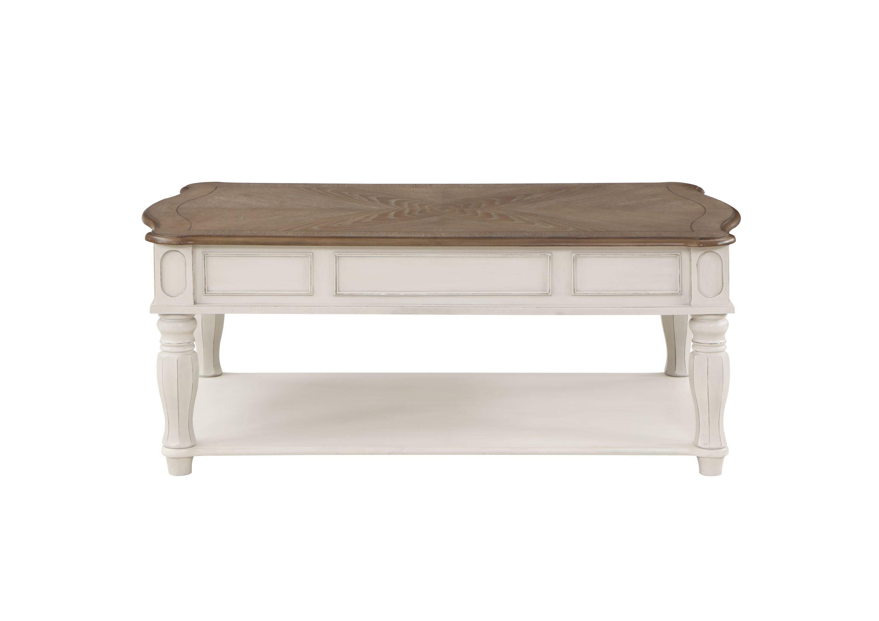 ACME Florian Coffee Table w/Lift Top in Oak & Antique White Finish LV01662