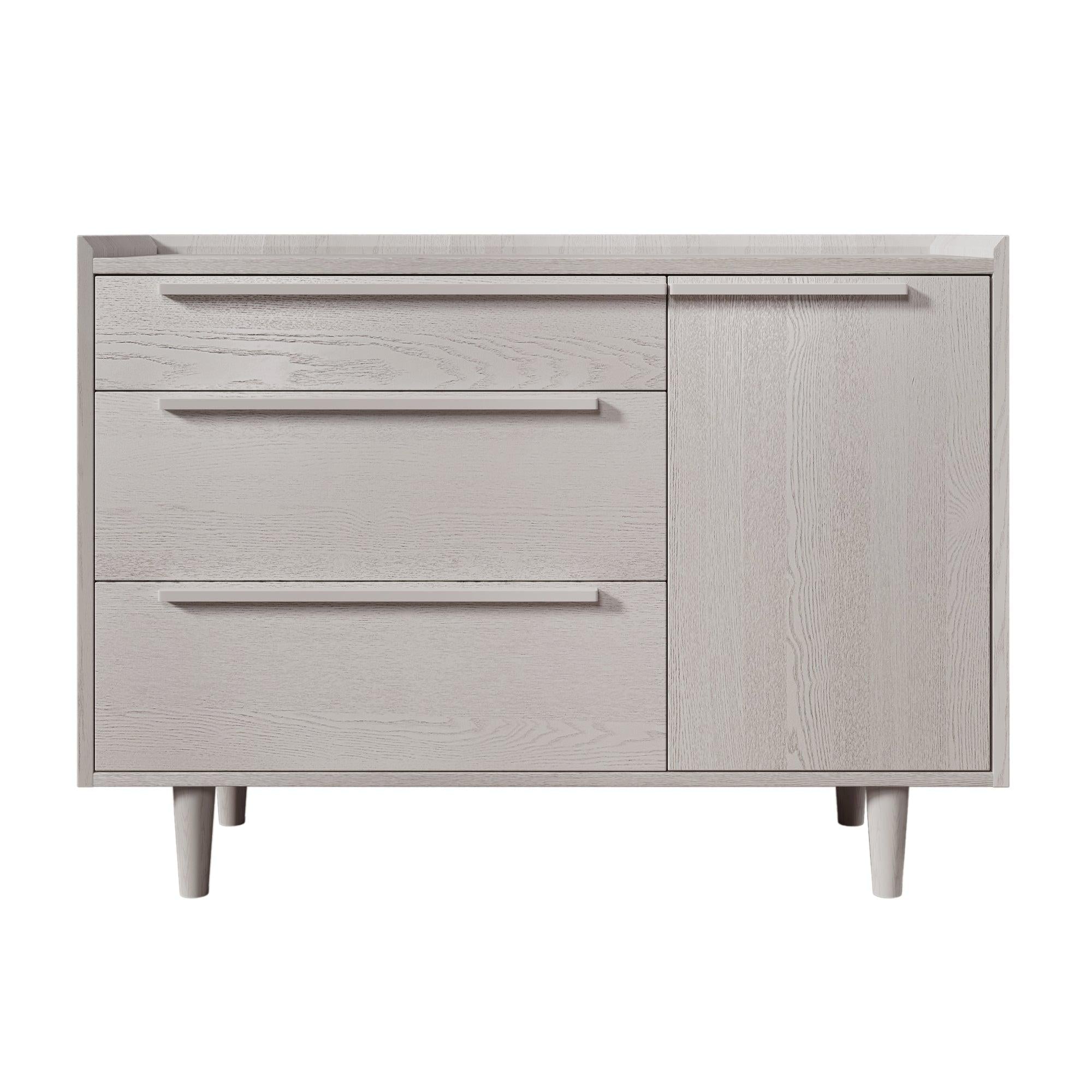 Modern Style Manufactured Wood 3-Drawer Dresser with Solid Wood Legs, Stone Gray