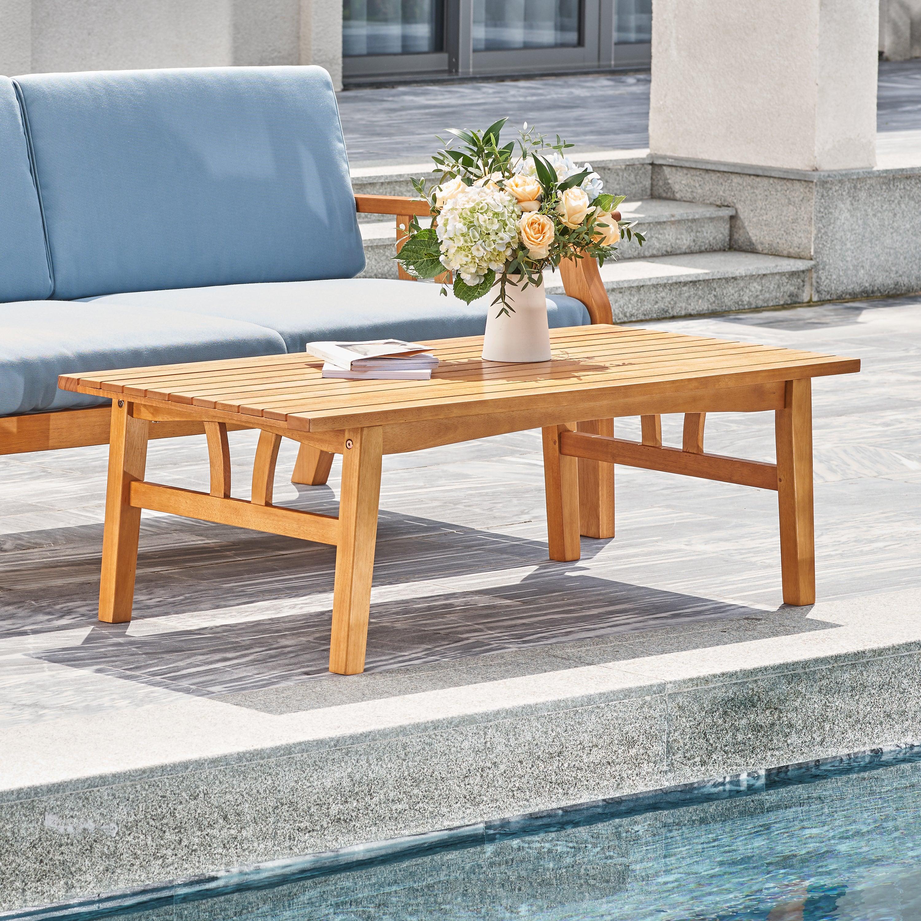 Kapalua Honey Nautical Eucalyptus Wooden Outdoor Sofa Table image