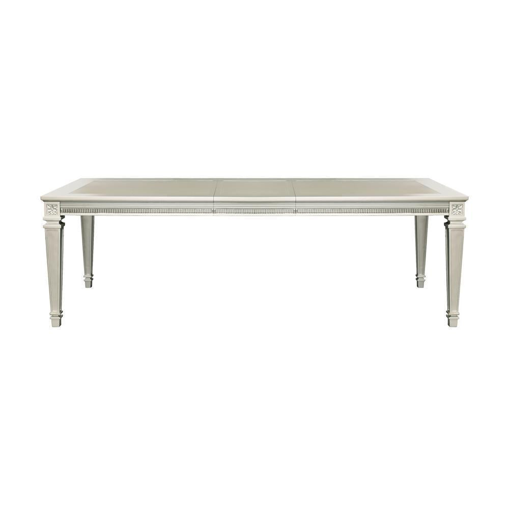 Modern Glam Design 1pc Dining Table with Extension Leaf Silver Finish Acrylic Inset Framing Dining Room Furniture image