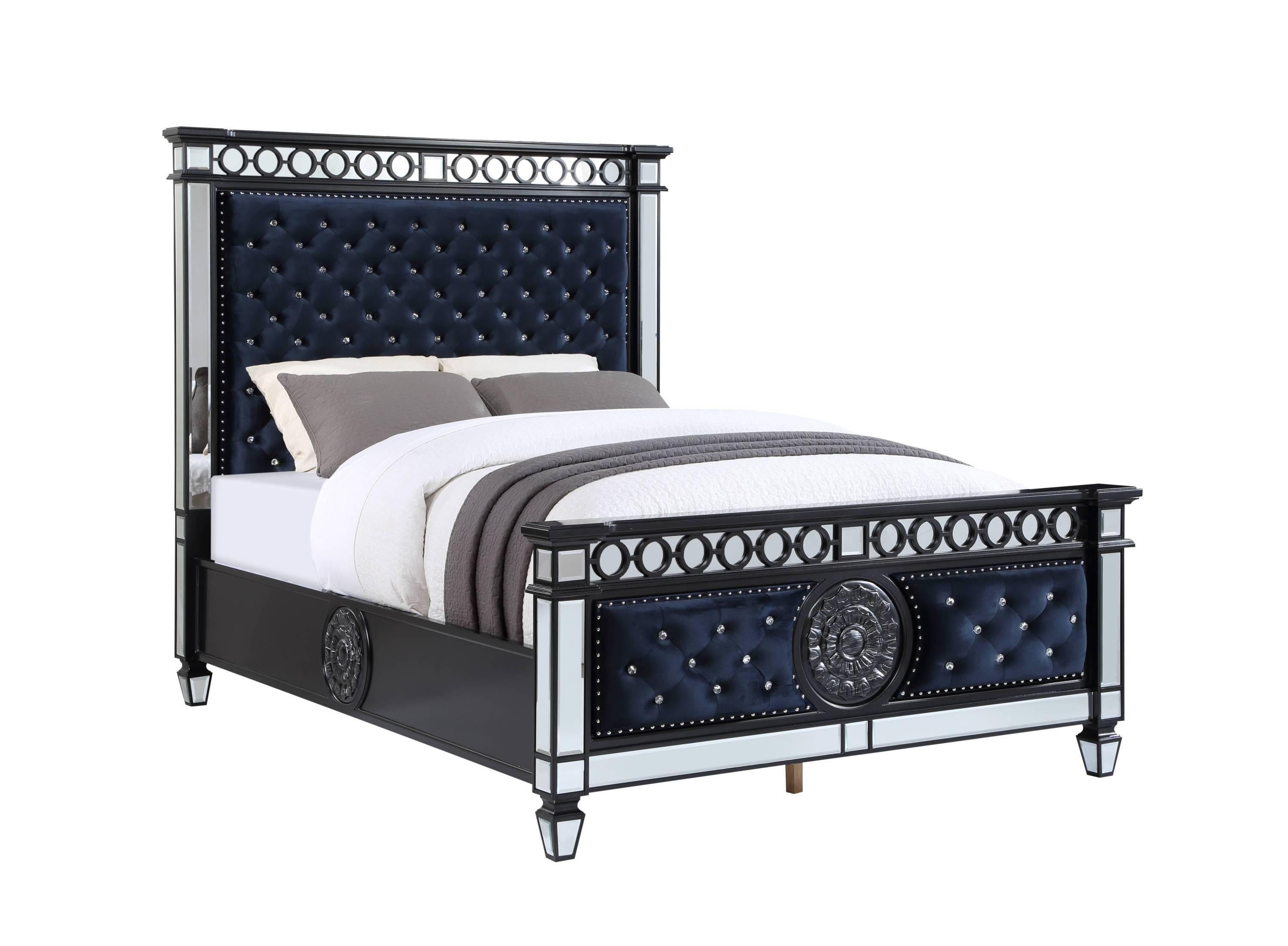 ACME Varian II Queen Bed  in Black Velvet & Sliver FINISH BD00584Q image