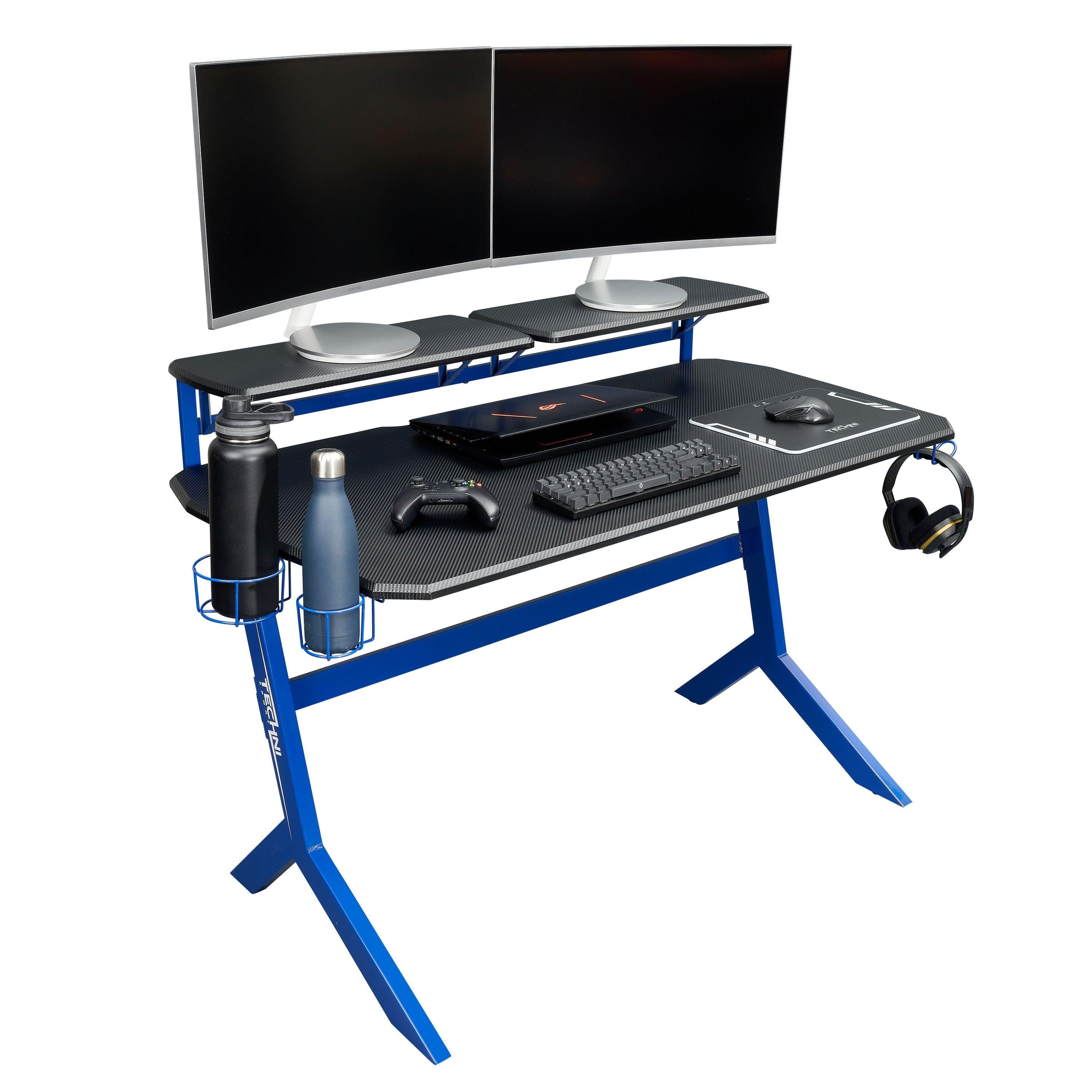 Techni Sport Blue Stryker Gaming Desk, Blue