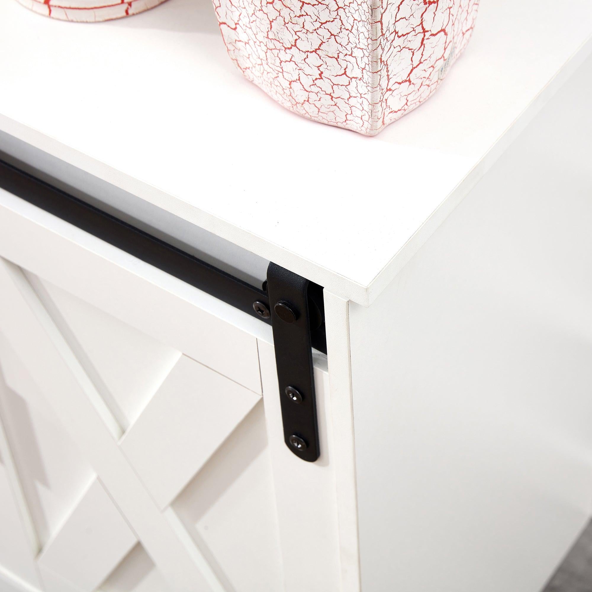 White decorative wooden TV /Storage cabinet with two sliding barn doors, available for bedroom, living room,corridor.