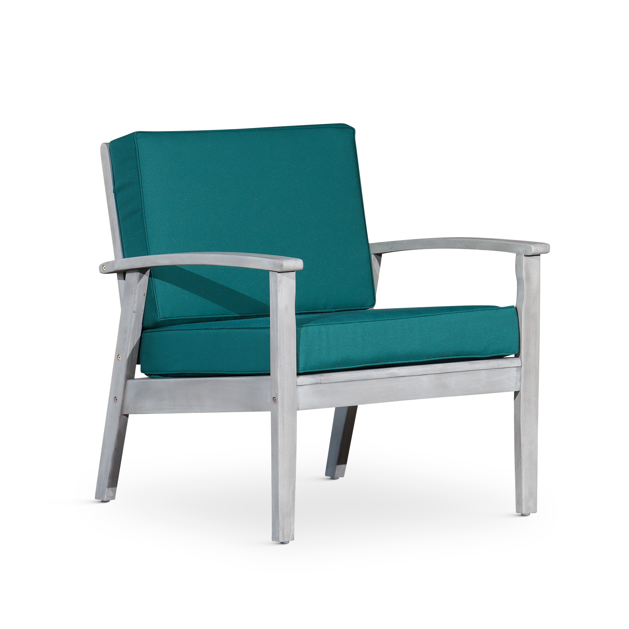 Deep Seat Eucalyptus Chair, Silver Gray Finish, Dark Green Cushions image