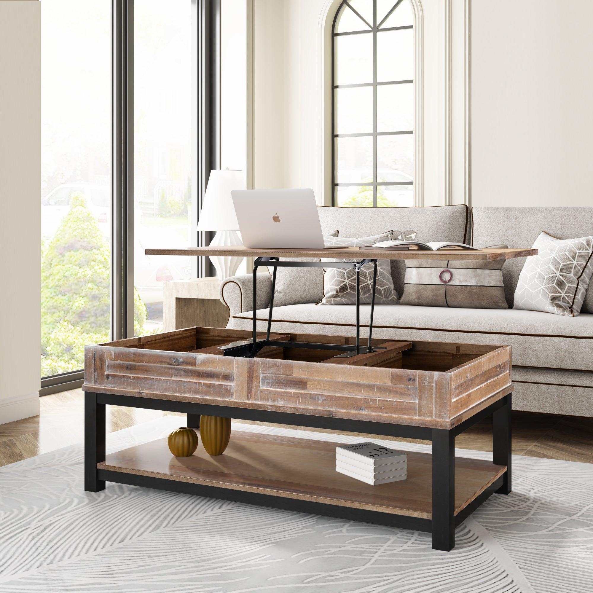 Lift Top Coffee Table with InnerStorage  Space and Shelf (As same As WF198291AAN) image