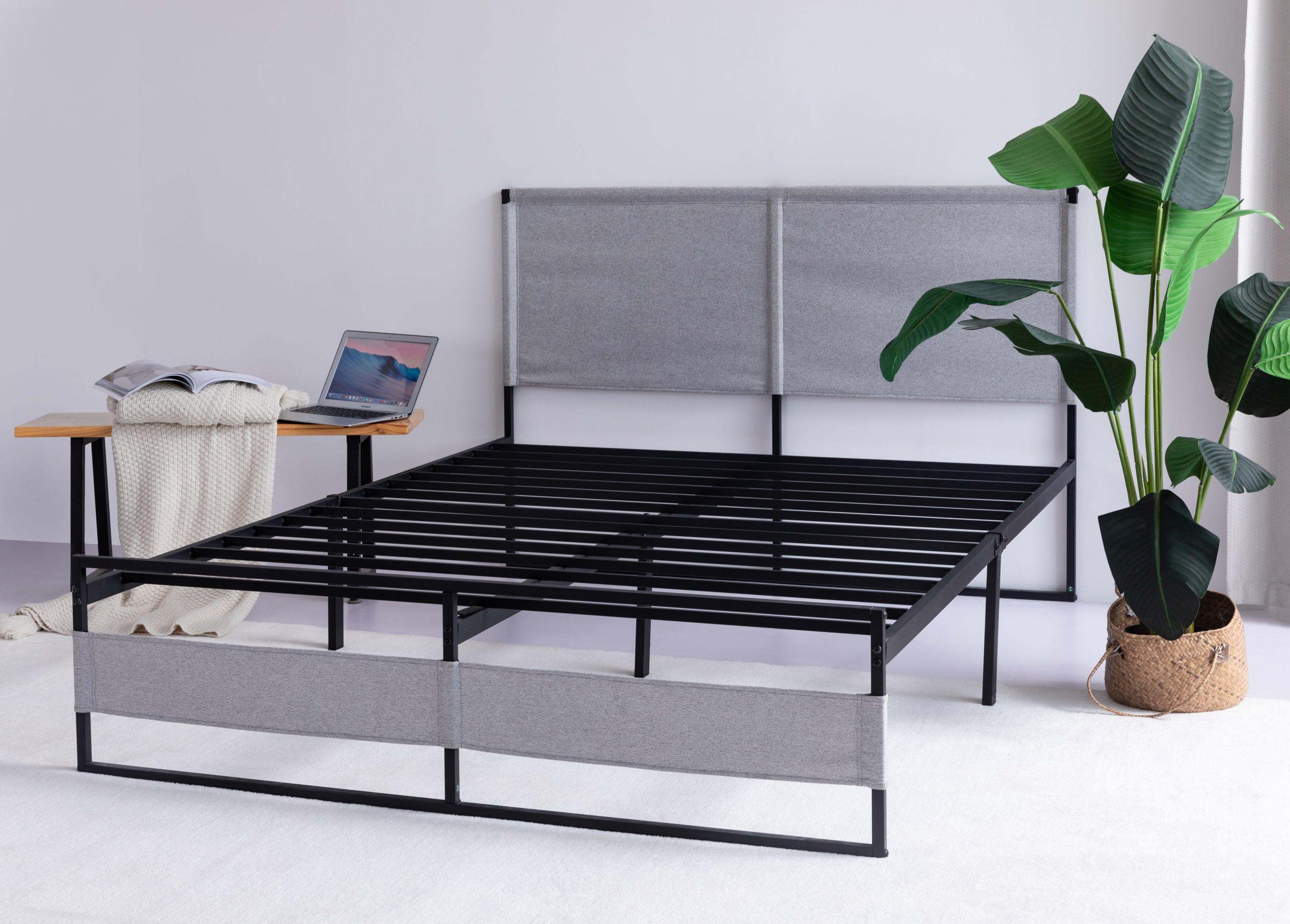 V4 Metal Bed Frame 14 Inch King Size with Headboard and Footboard, Mattress Platform with 12 InchStorage Space