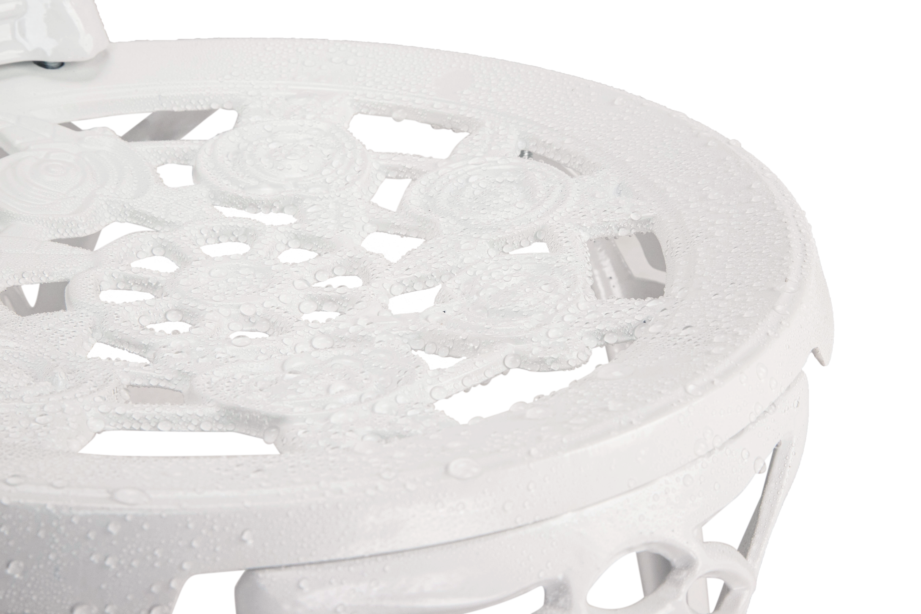 Bistro Table Set, White Rose 3 Piece, Outdoor Patio Table and Chairs Furniture, Durable Rust Weather Resistance，Rose White