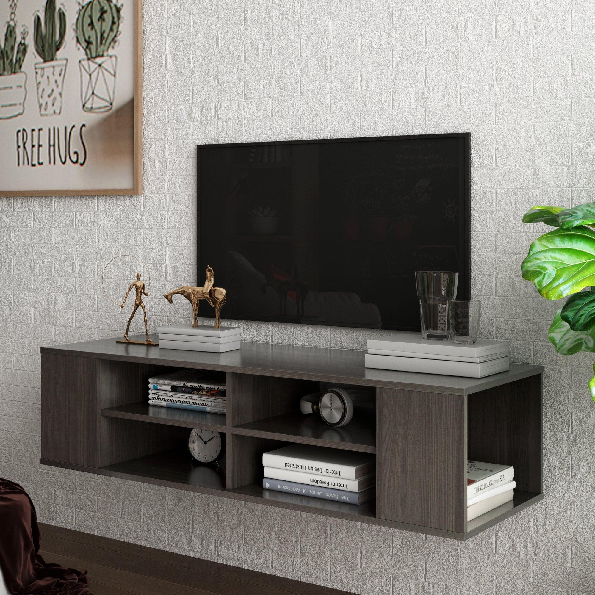 Wall Mounted Media Console,Floating TV Stand Component Shelf with Height Adjustable，Blackoak