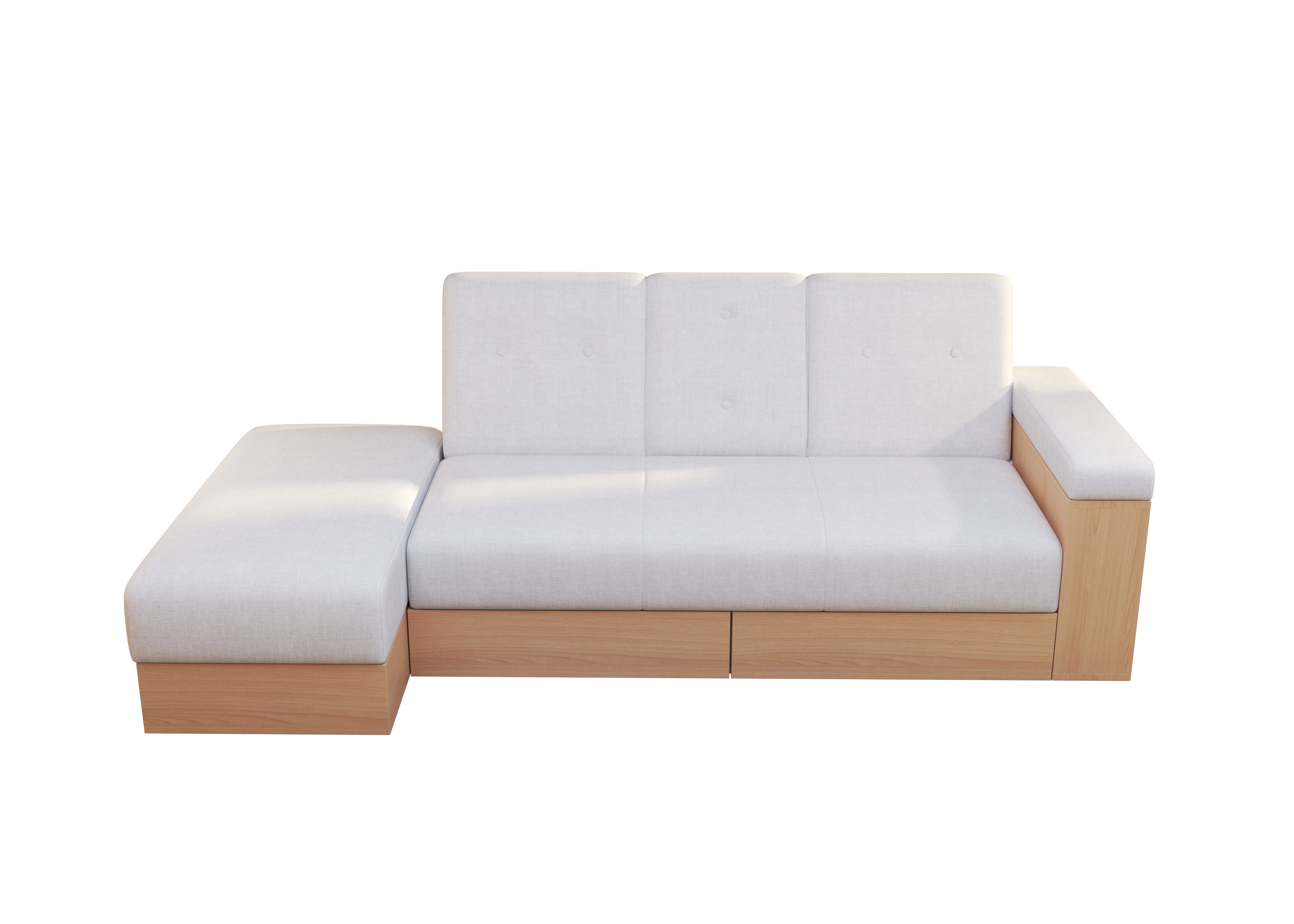 Multi-functional sofa, can sit, lie down, withStorage box and drawer, and theStorage box can be used as tea table and pedal(white)