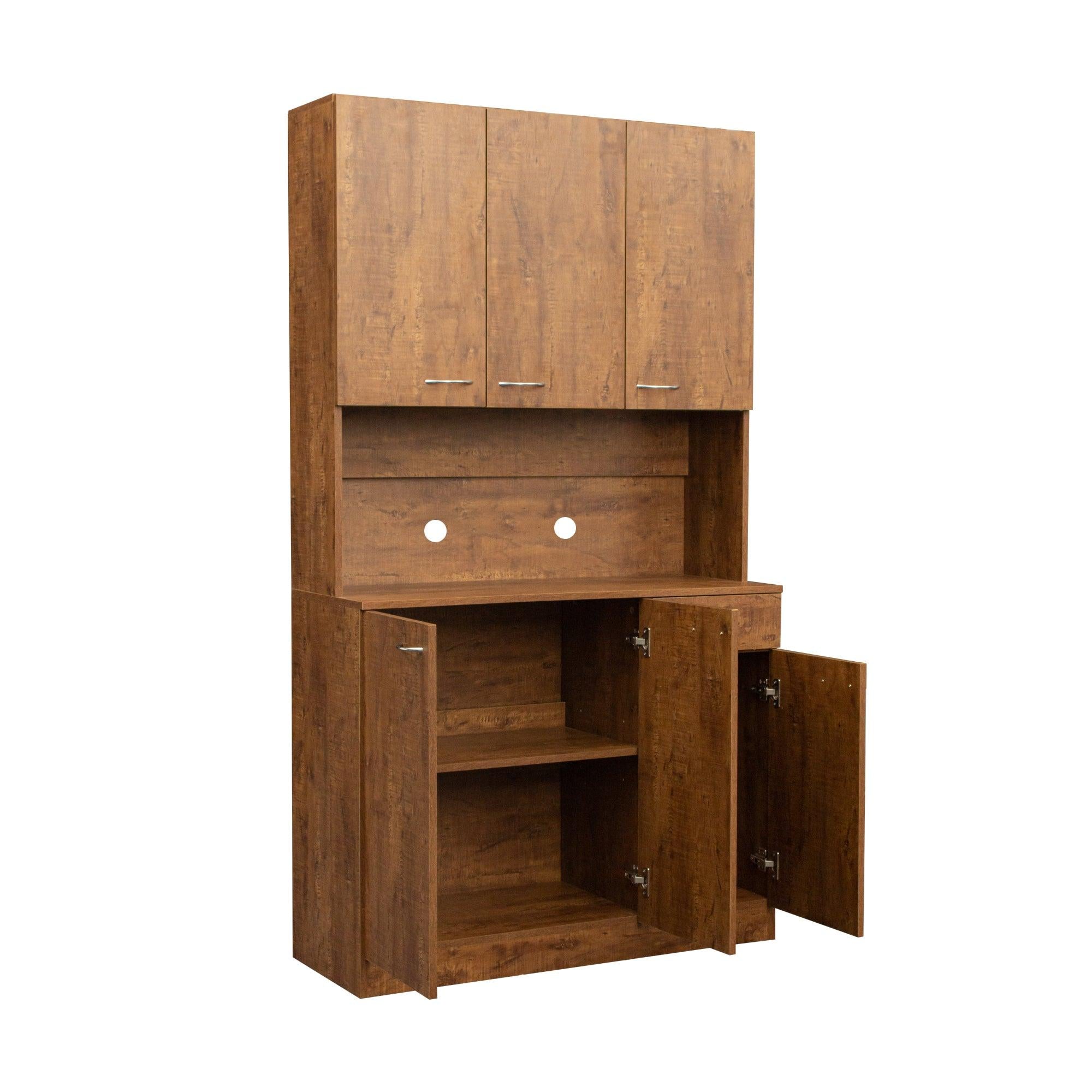 70.87" Tall Wardrobe& Kitchen Cabinet, with 6-Doors, 1-Open Shelves and 1-Drawer for bedroom,Walnut