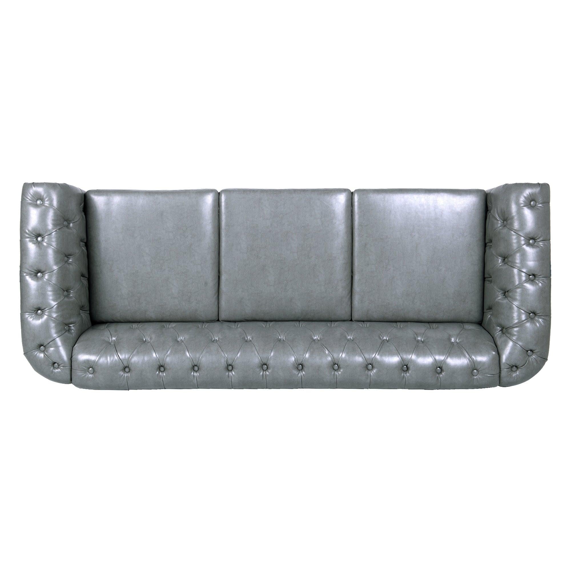 84.65" Rolled Arm Chesterfield 3 Seater Sofa.