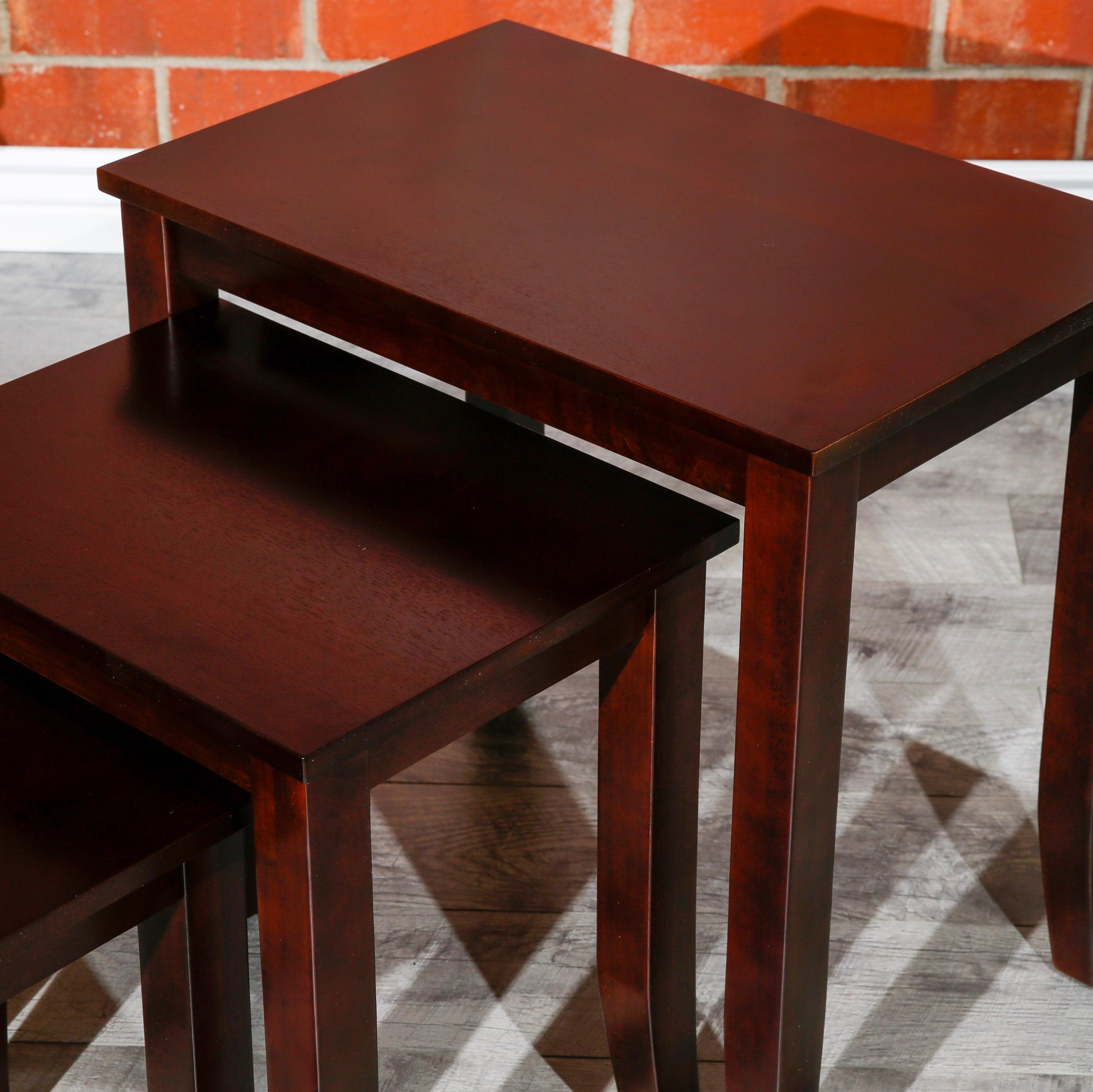 3-Piece Nesting Table Set, Dark Brown