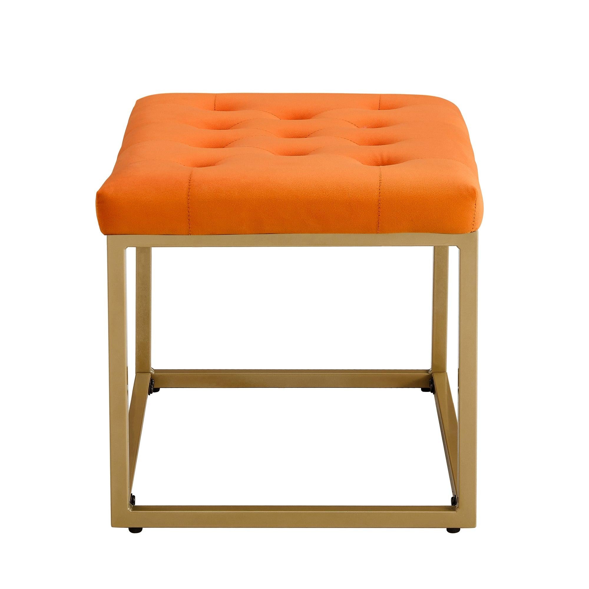 Chair VelvetShoe Changing Stool, Orange Footstool, Square Vanity Chair, Sofa stool,Makup Stool .Vanity Seat ,Rest stool. Piano Bench .Suitable for Clothes Shop,Living Room