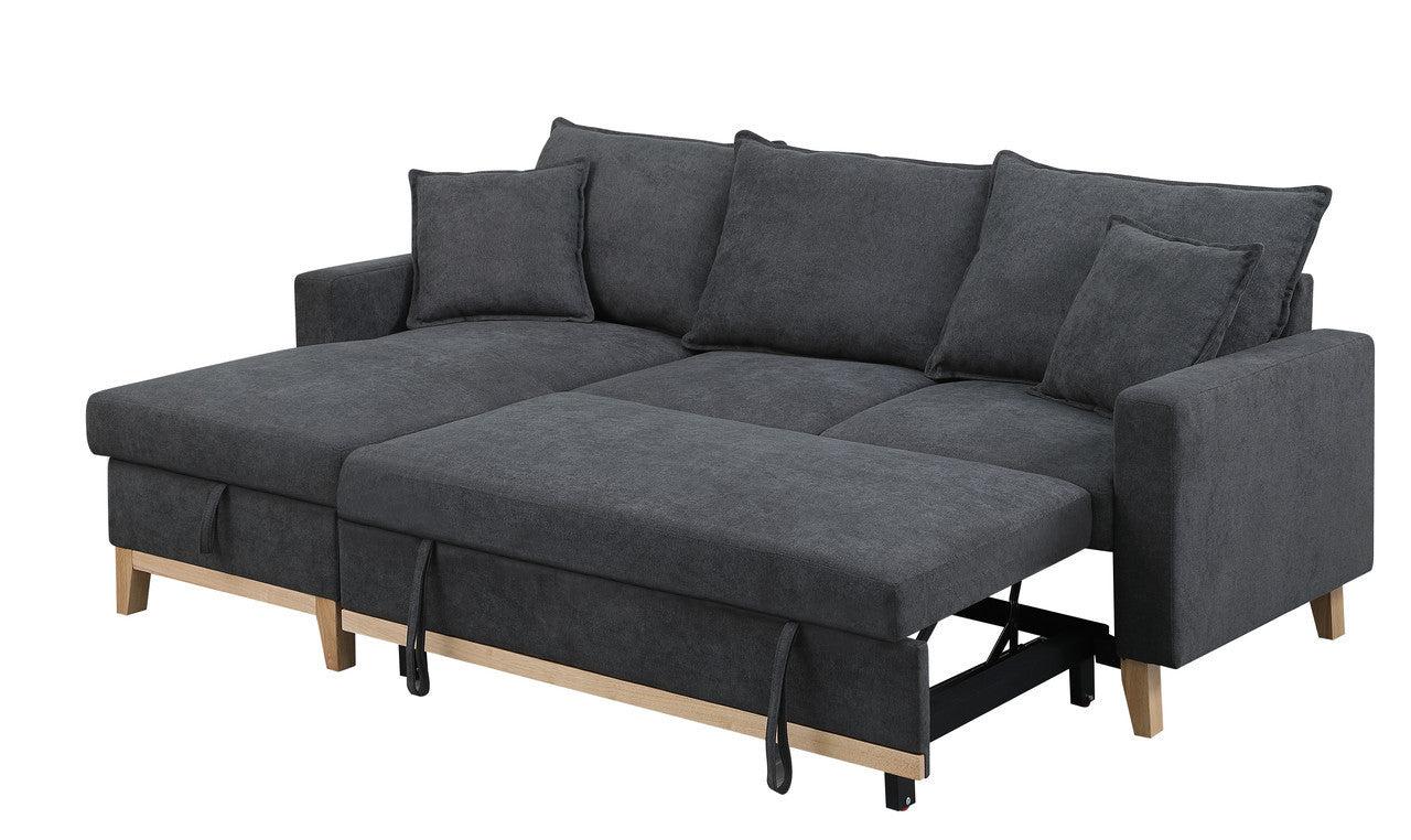 Colton Dark Gray Woven Reversible Sleeper Sectional Sofa withStorage Chaise