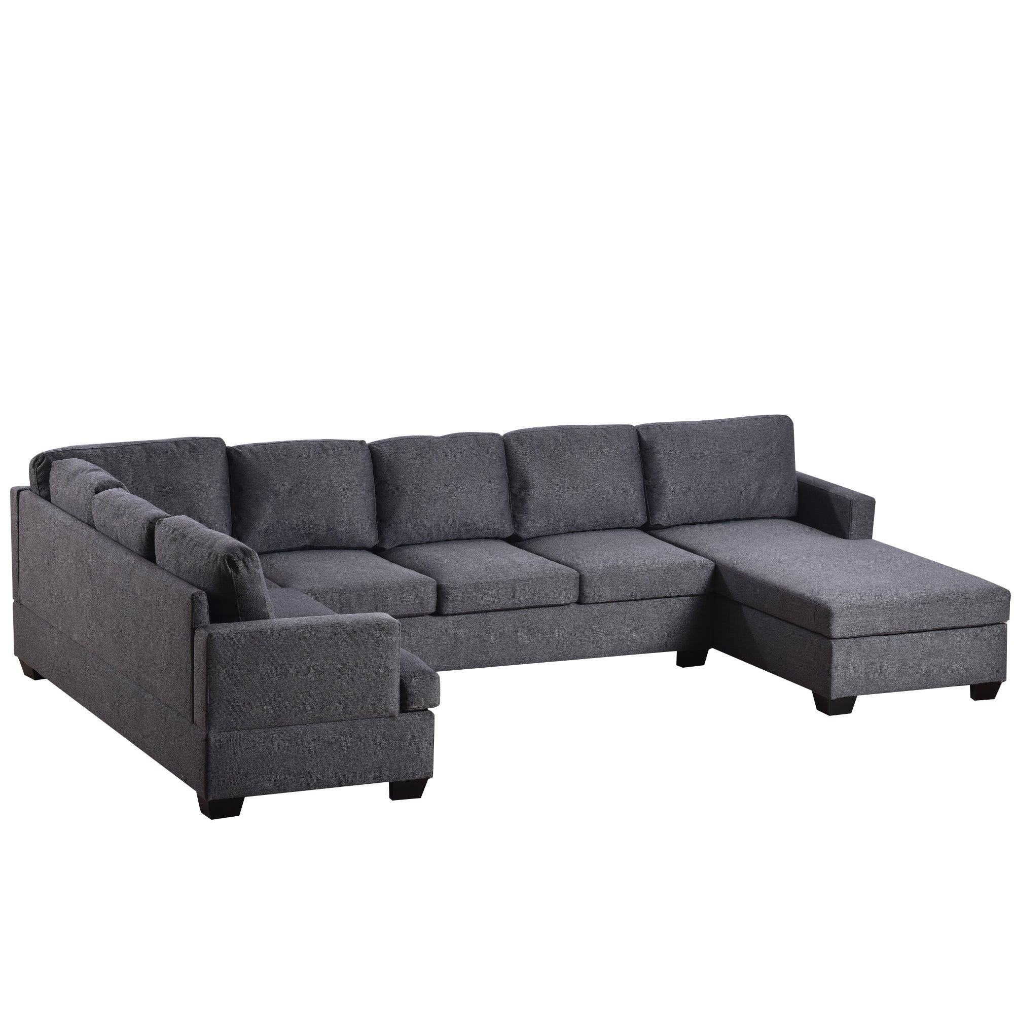 Modern Large Upholstered  U-Shape Sectional Sofa, Extra Wide Chaise Lounge Couch,  Grey