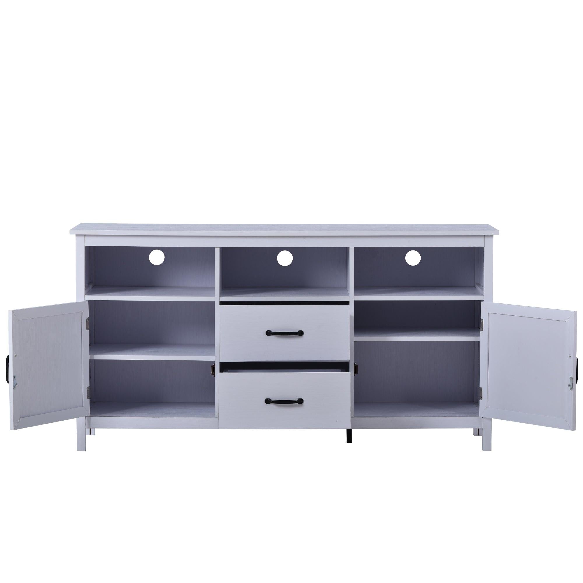 TV Stand for TV up to 68 in with 2 Doors and 2 Drawers Open Style Cabinet, Sideboard for Living room, White