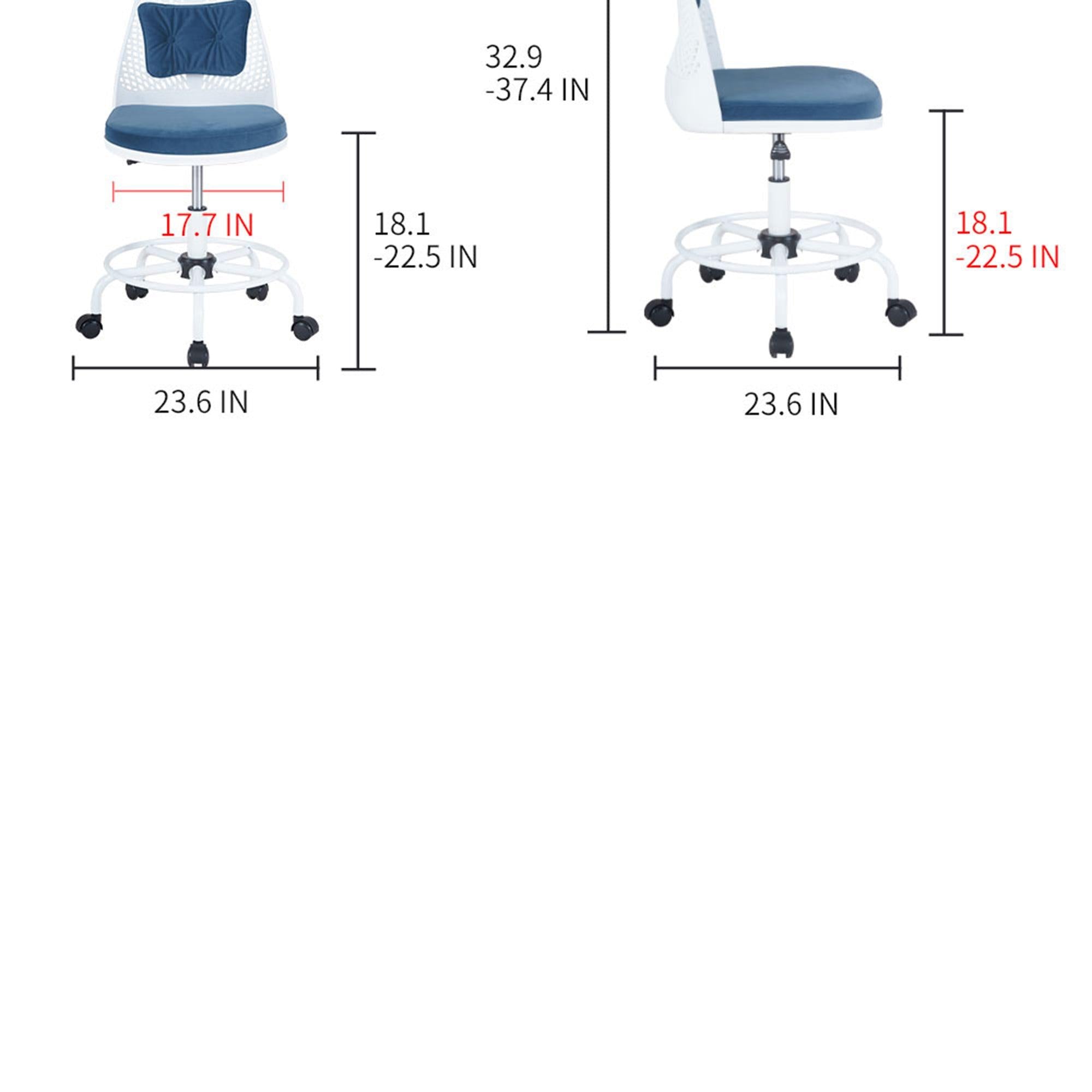 Home Office Desk Chair,Drafting Chair,Height Adjustable Rolling Chair, Armless CuteModern Task Chair for Make Up and Teens Homework,Orange