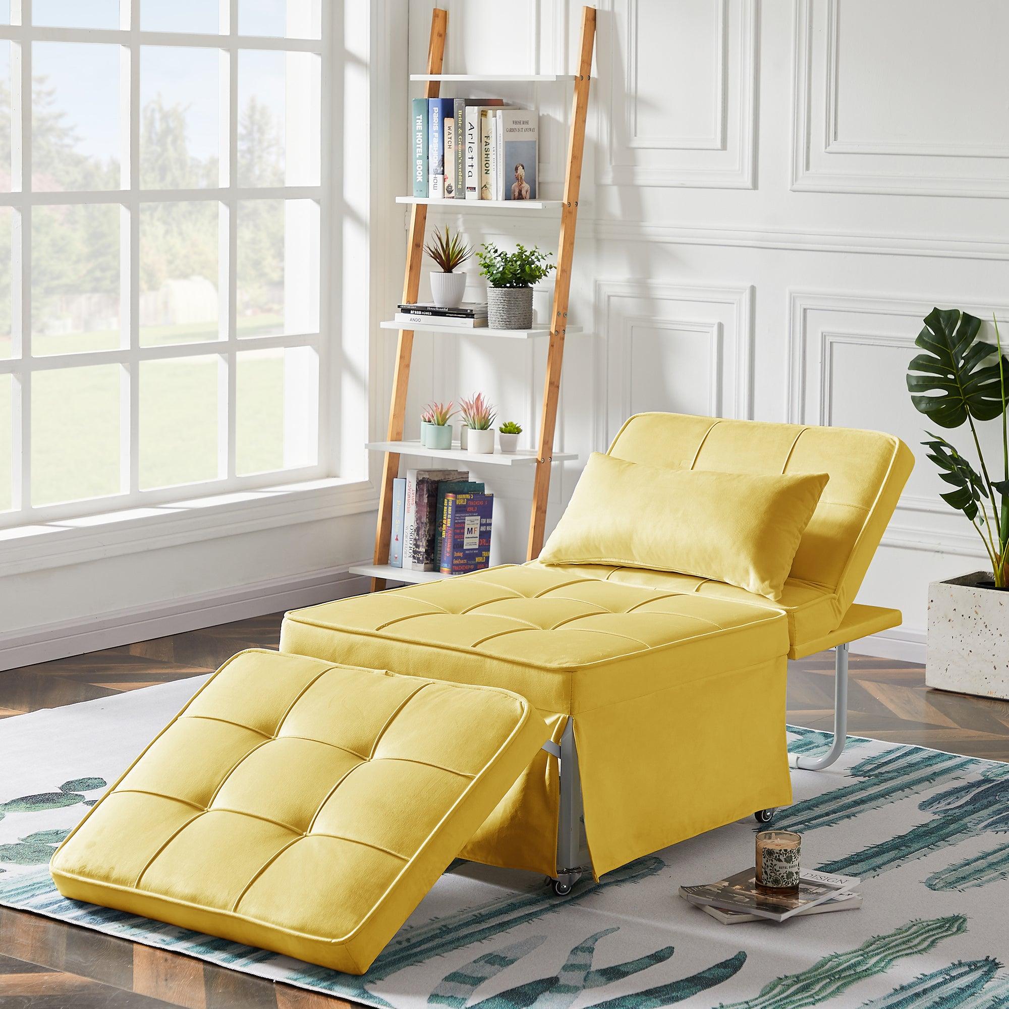 Velvet Folding Sofa Bed Sleeper Chair with Adjustable Backrest . image