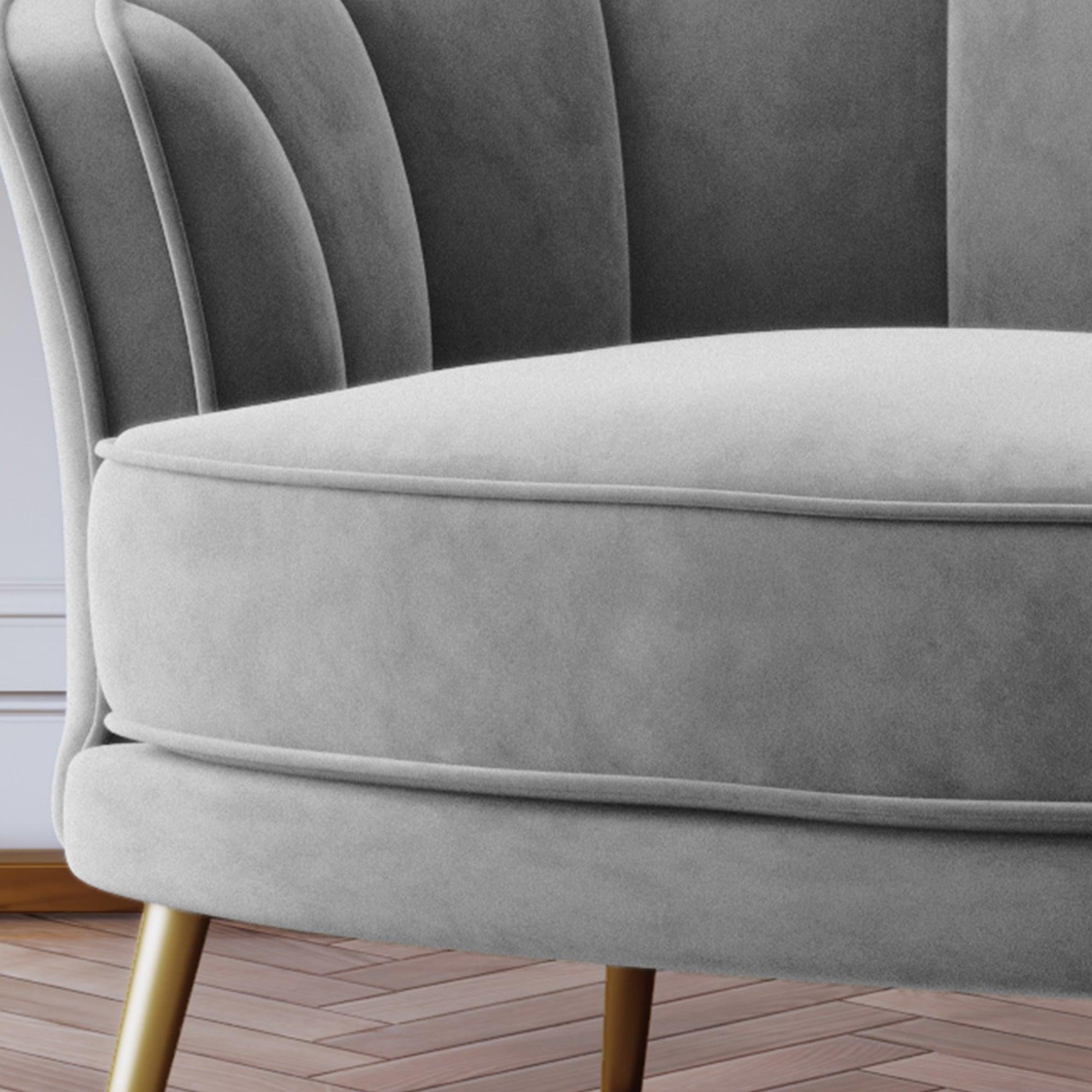 Modern Velvet Accent Barrel Chair Leisure Accent Chair Living Room Upholstered Armchair Vanity Chair for Bedroom Meeting Room, Gray