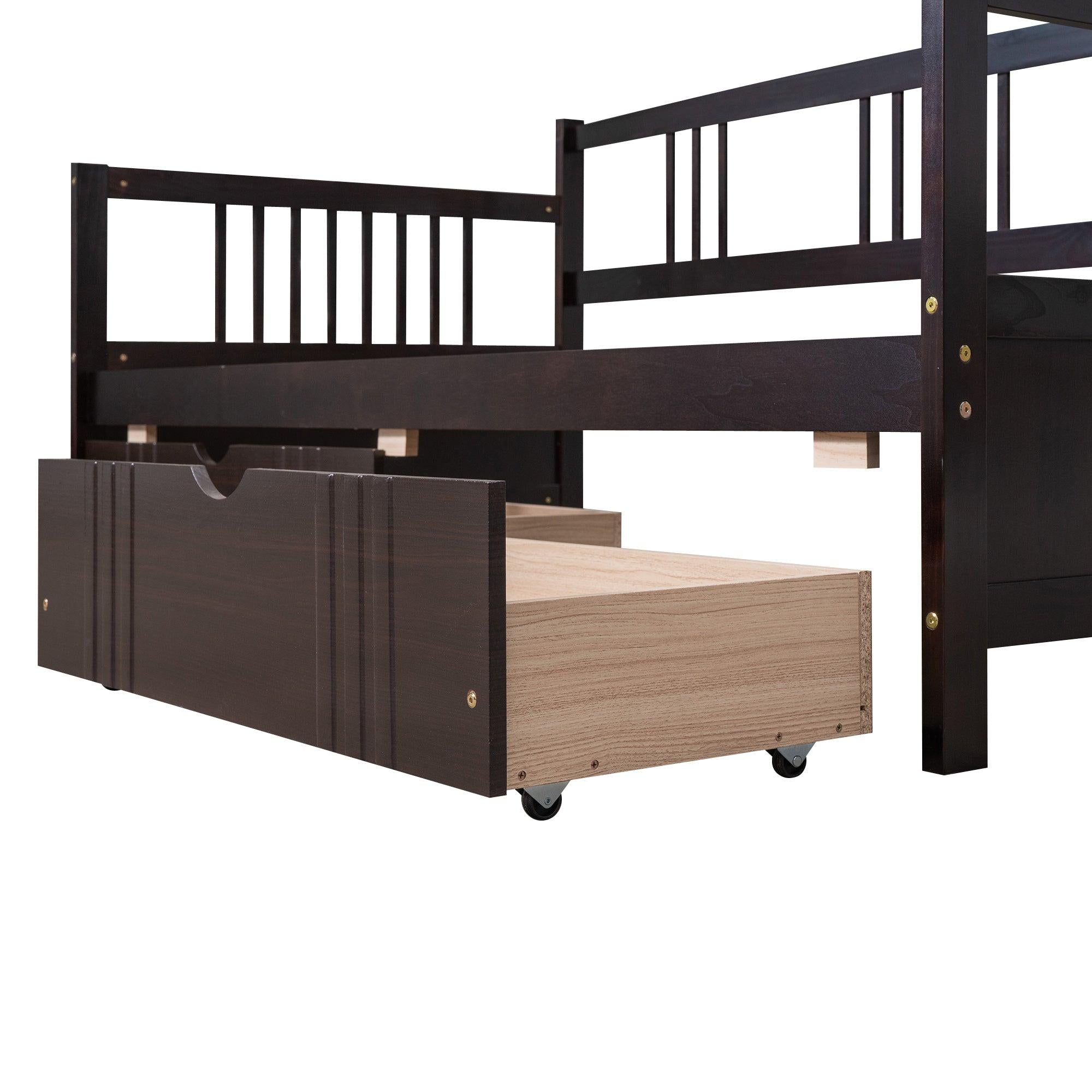 Twin Size Daybed Wood Bed with Two Drawers,Espresso