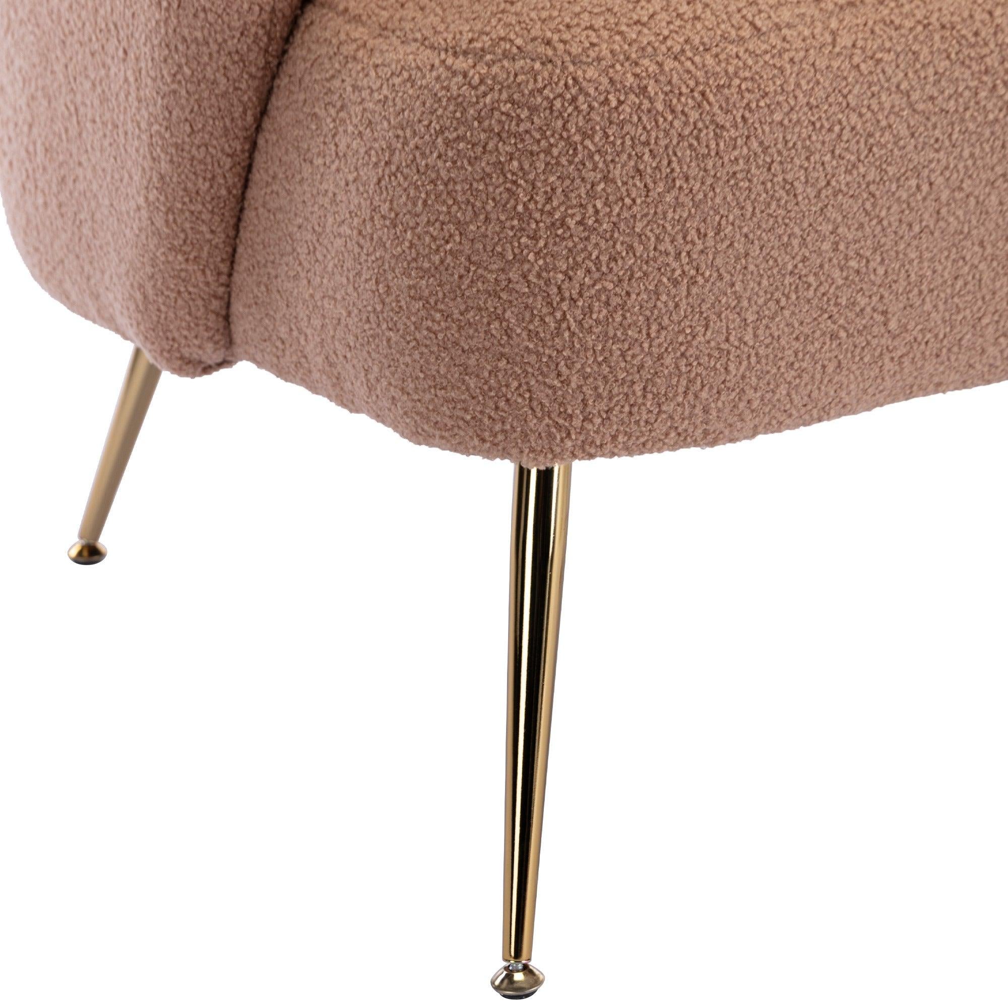 Cozy Teddy Fabric Arm Chair with Sloped High Back and Contemporary Metal Legs ,Espresso