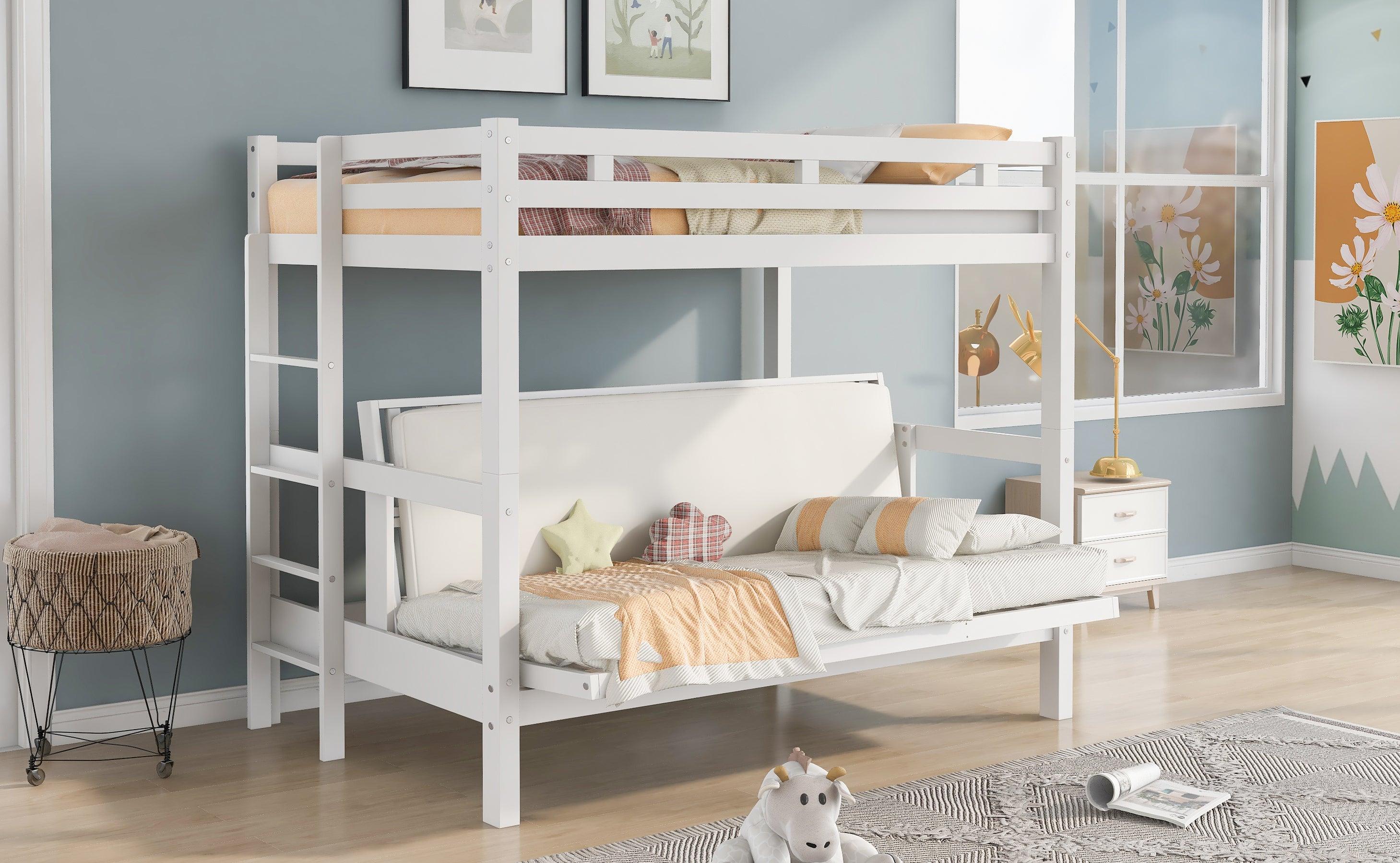 Twin over Full Convertible Bunk Bed - White