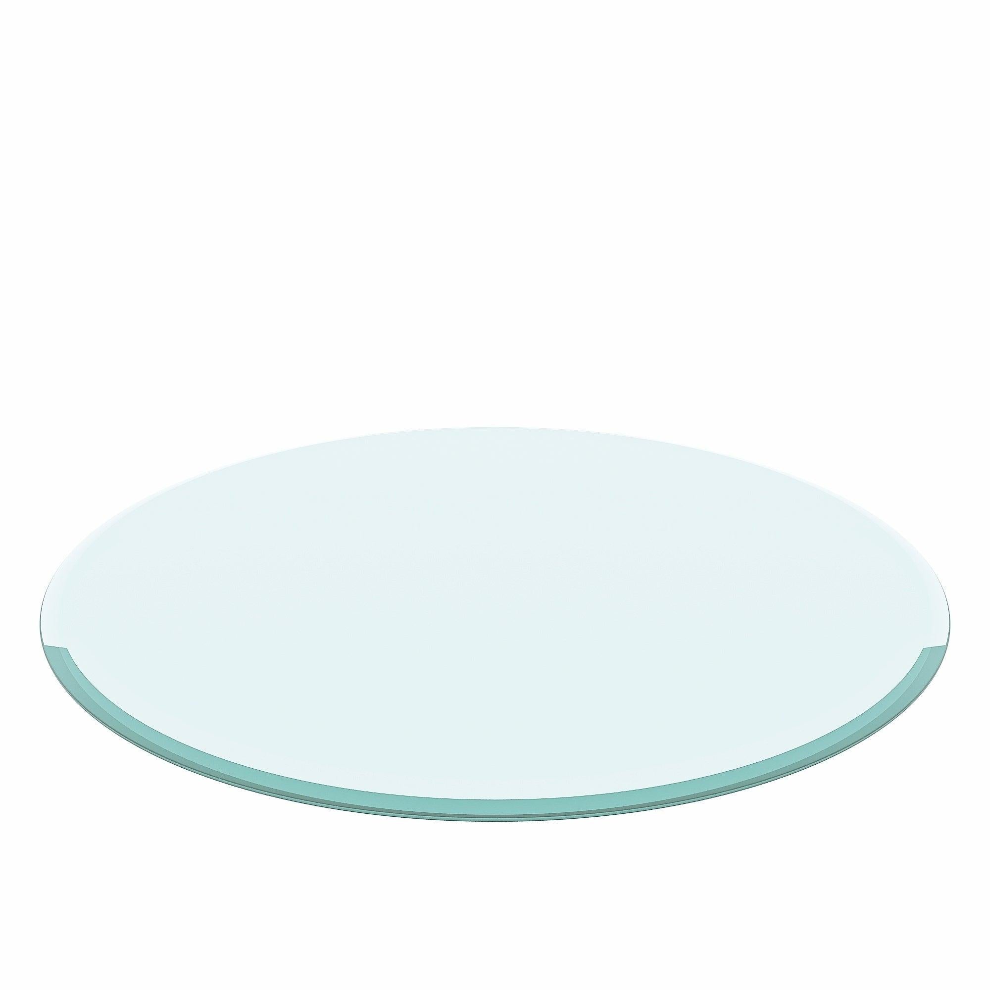 28" Inch Round Tempered Glass Table Top Clear Glass 3/8 Inch Thick Beveled Polished Edge