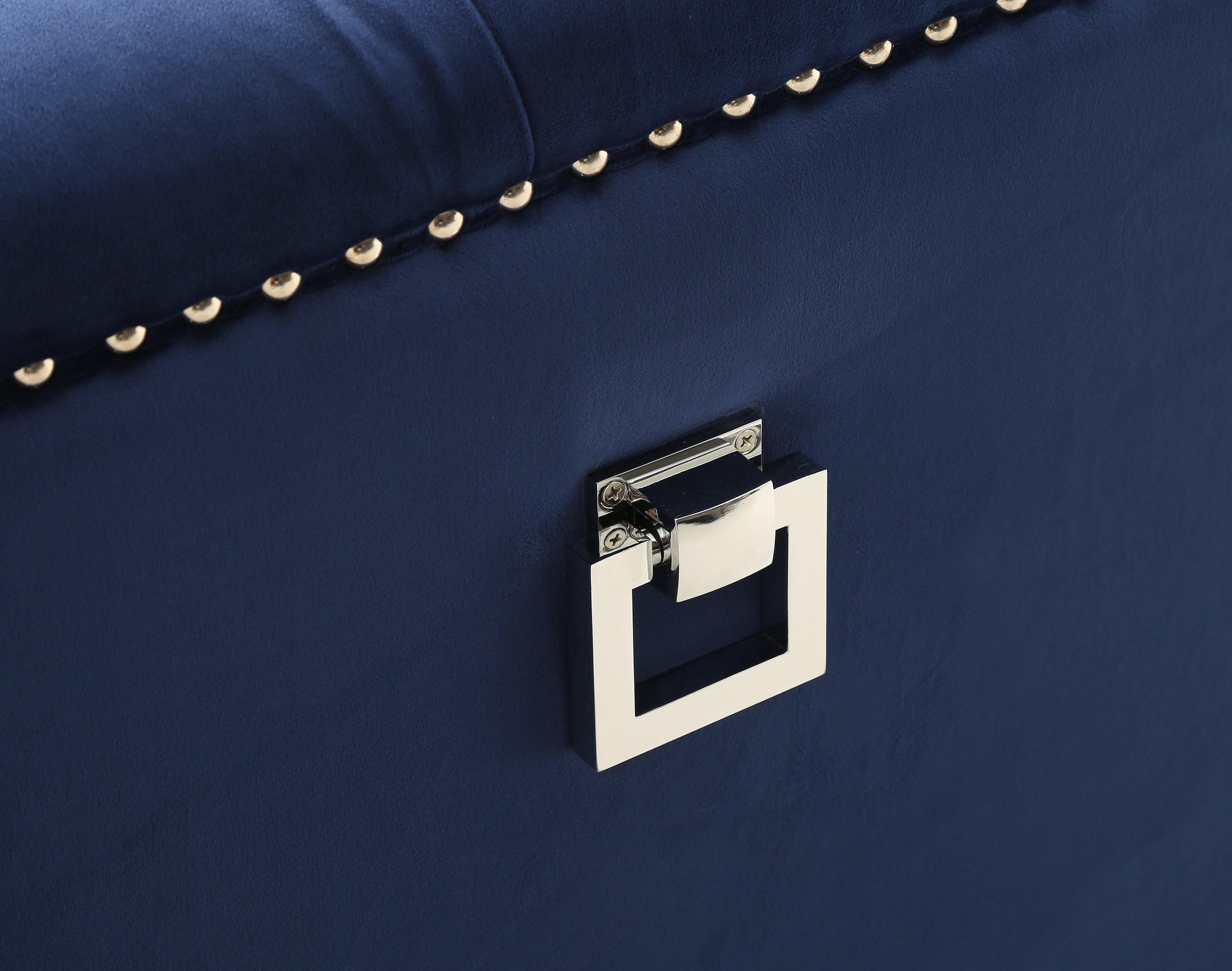 Russell Tufted Upholstery Sofa Finished in Velvet Fabric in Blue