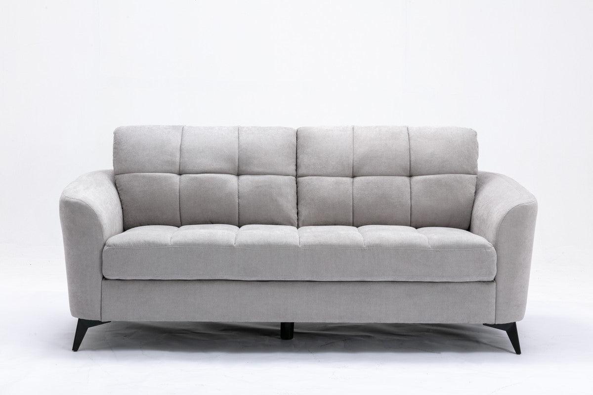 Callie Light Gray Velvet Fabric Sofa Loveseat Living Room Set