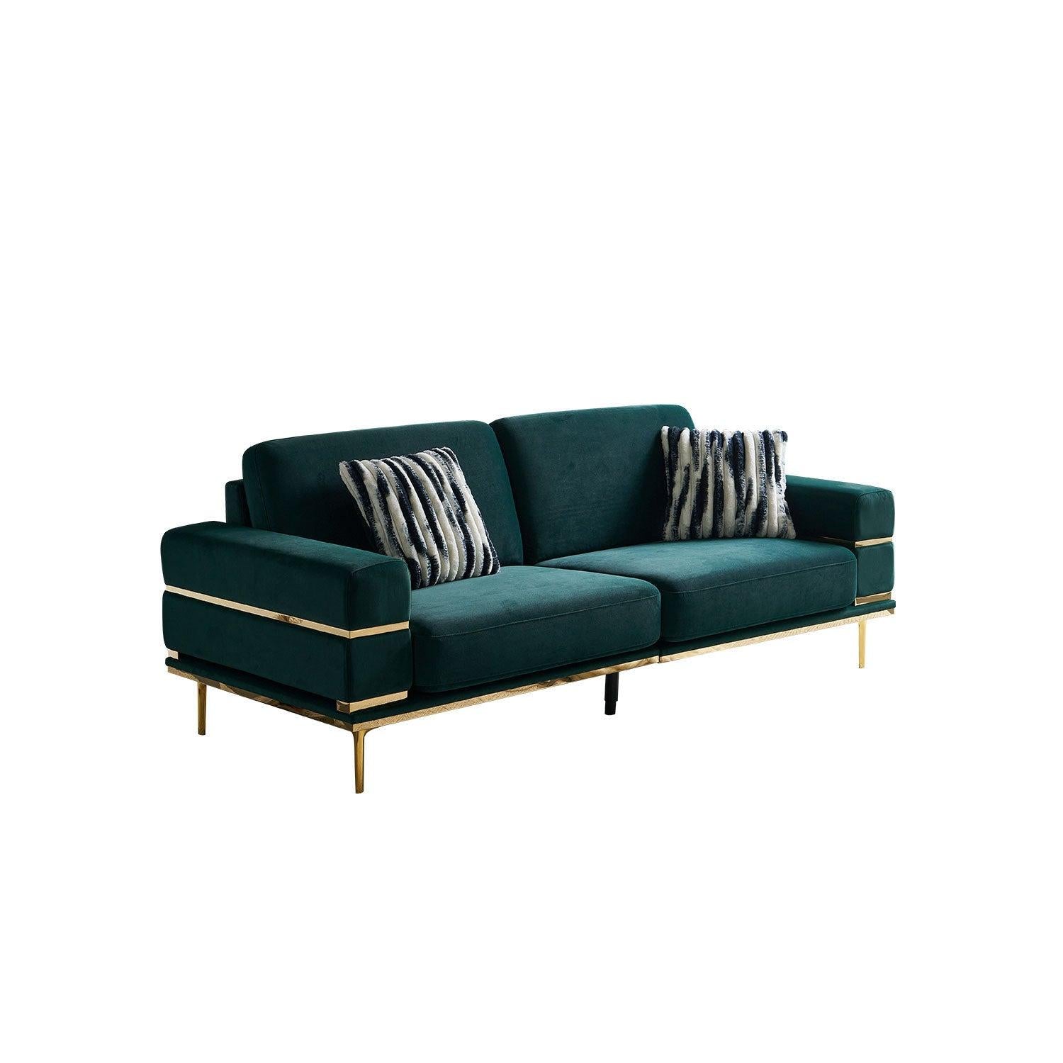 Modern Velvet Sofa for Living Room Green Color