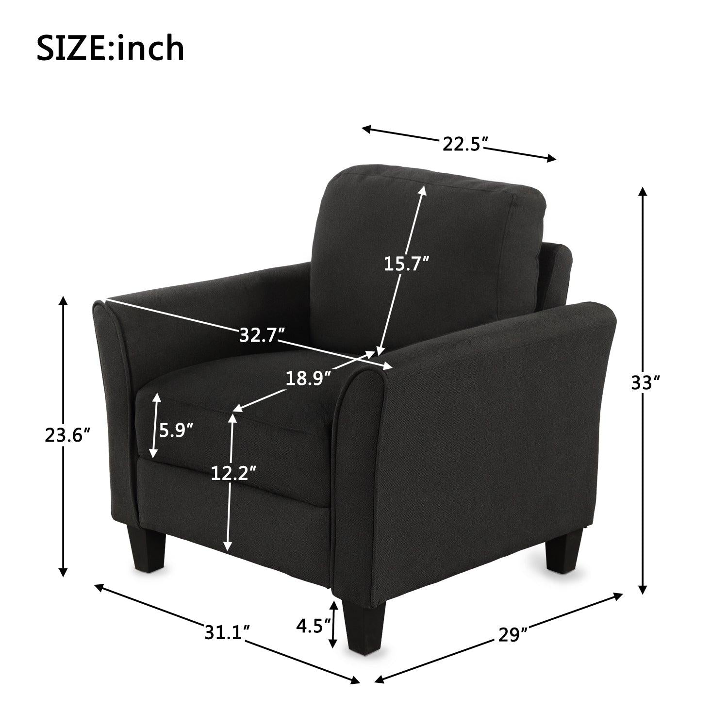 Living Room Furniture Armrest Single Sofa (Black)