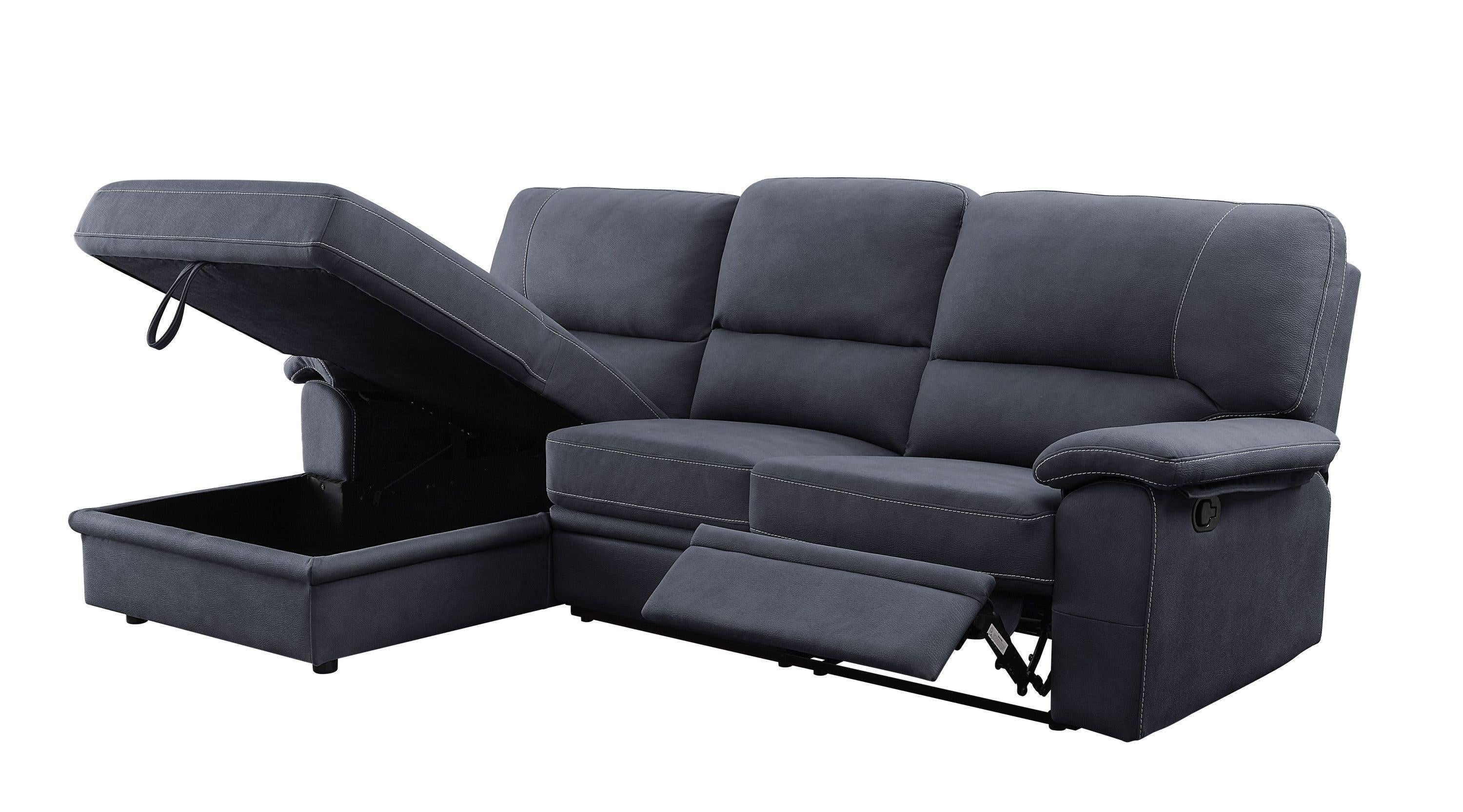 ACME Trifora RecliningStorage Sectional Sofa, Dark Gray Fabric 51605