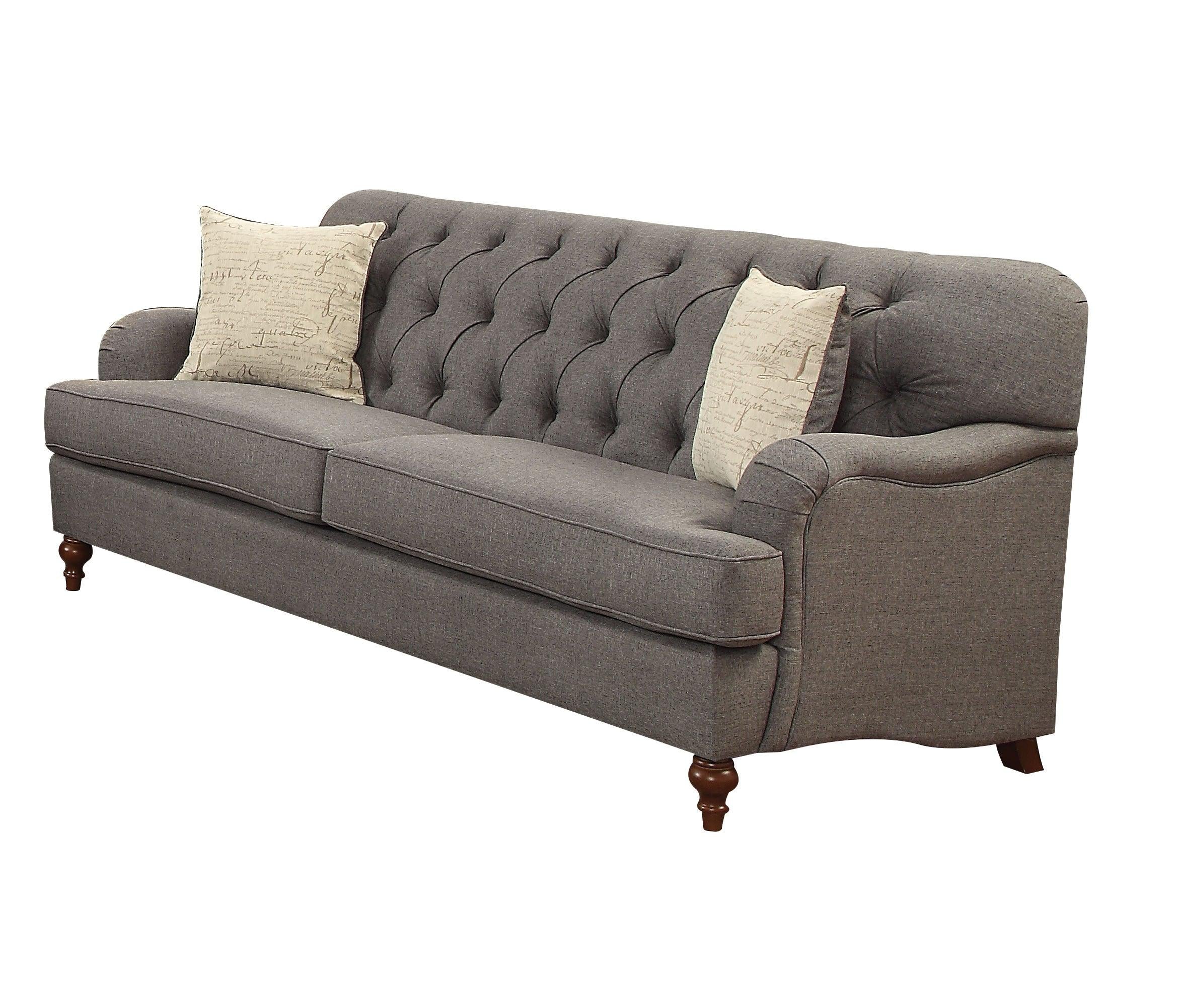 ACME Alianza Sofa w/2 Pillows in Dark Gray Fabric 53690