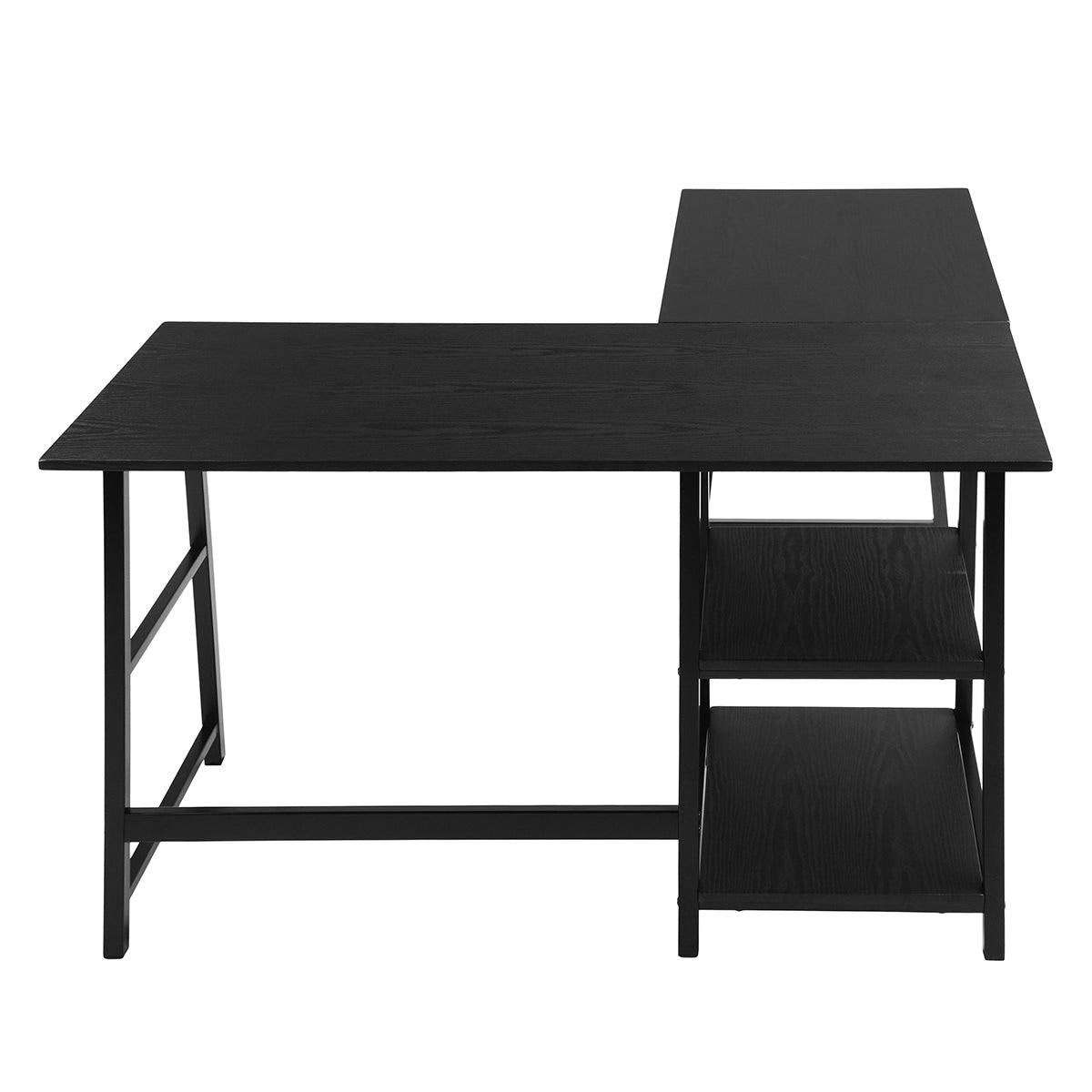 43.5"W X 27.6" D L-Shaped Corner Computer Desk with Open Shelves, BLACK