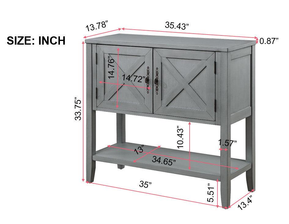 35’’ Farmhouse Wood Buffet Sideboard Console Table with Bottom Shelf and 2-Door Cabinet, for Living Room, Entryway,Kitchen Dining Room Furniture (Antique Gray)