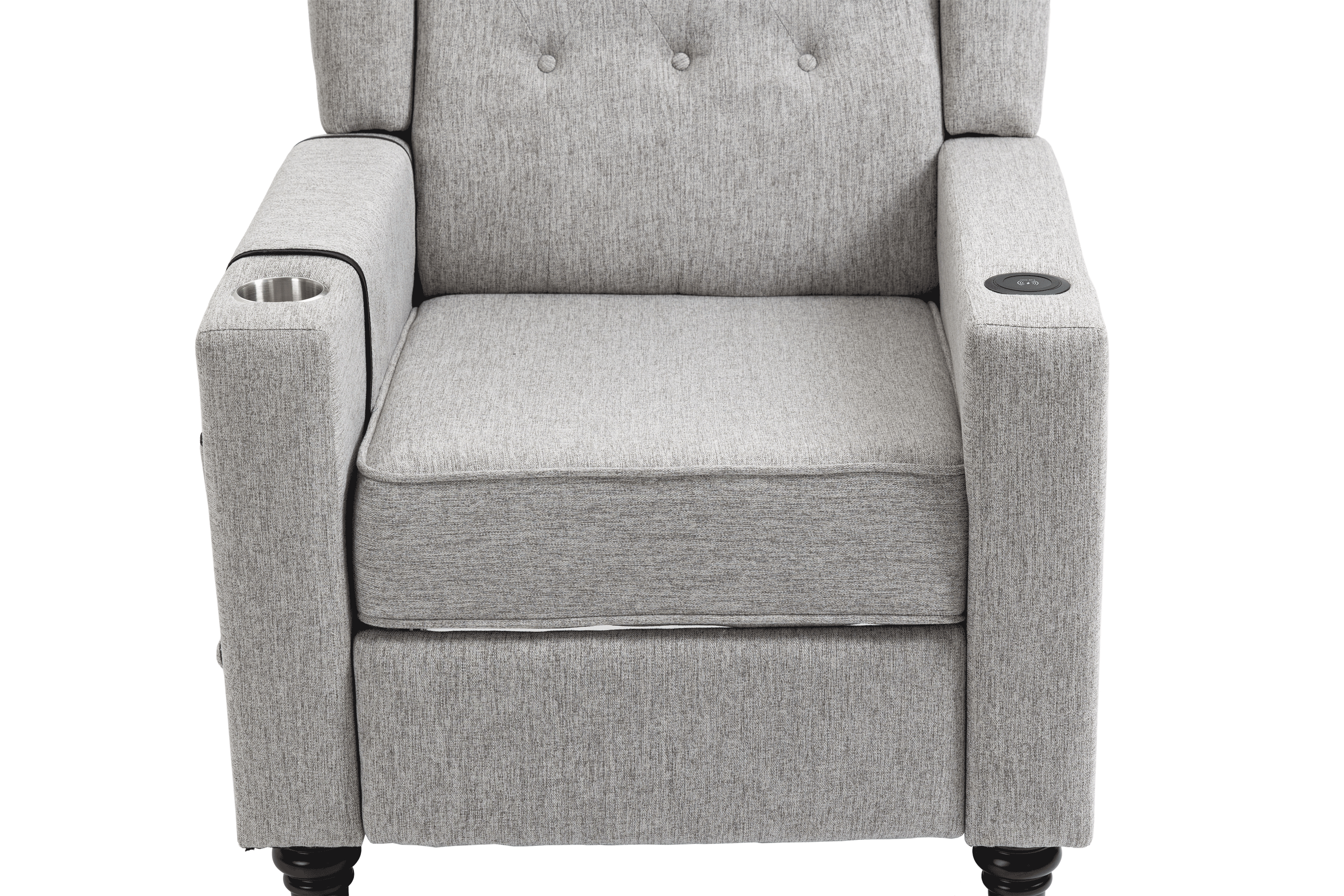 Arm Pushing Recliner Chair,Modern Button Tufted Wingback Push Back Recliner Chair, Living Room Chair Fabric Pushback Manual Single Reclining Sofa Home Theater Seating for Bedroom,Light Gray