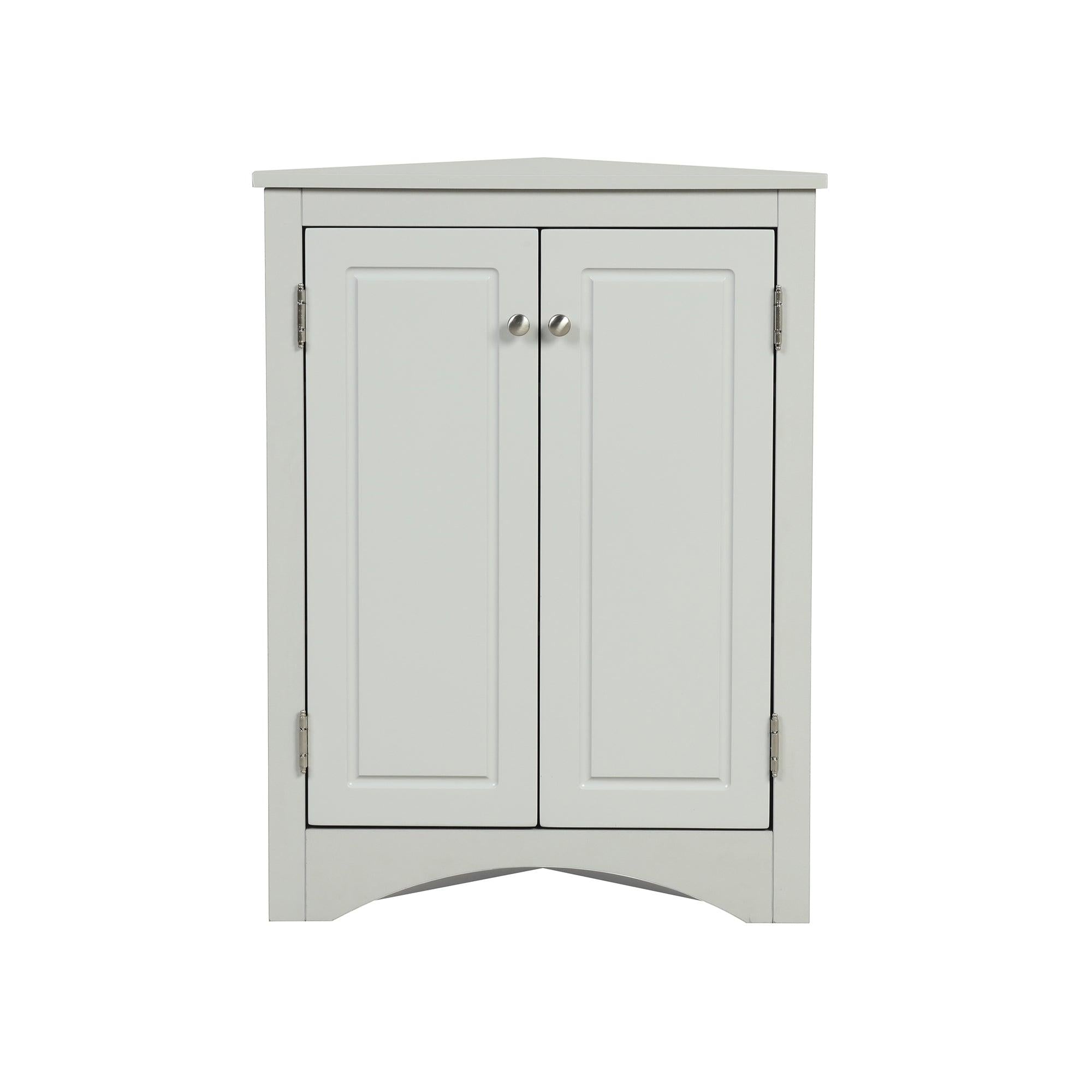 Grey Triangle BathroomStorage Cabinet with Adjustable Shelves, Freestanding Floor Cabinet for Home Kitchen