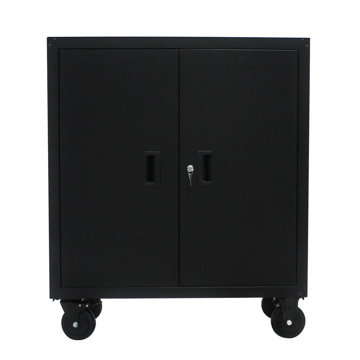 MetalStorage Cabinet with Locking Doors and One  Adjustable Shelves With 4 Wheels