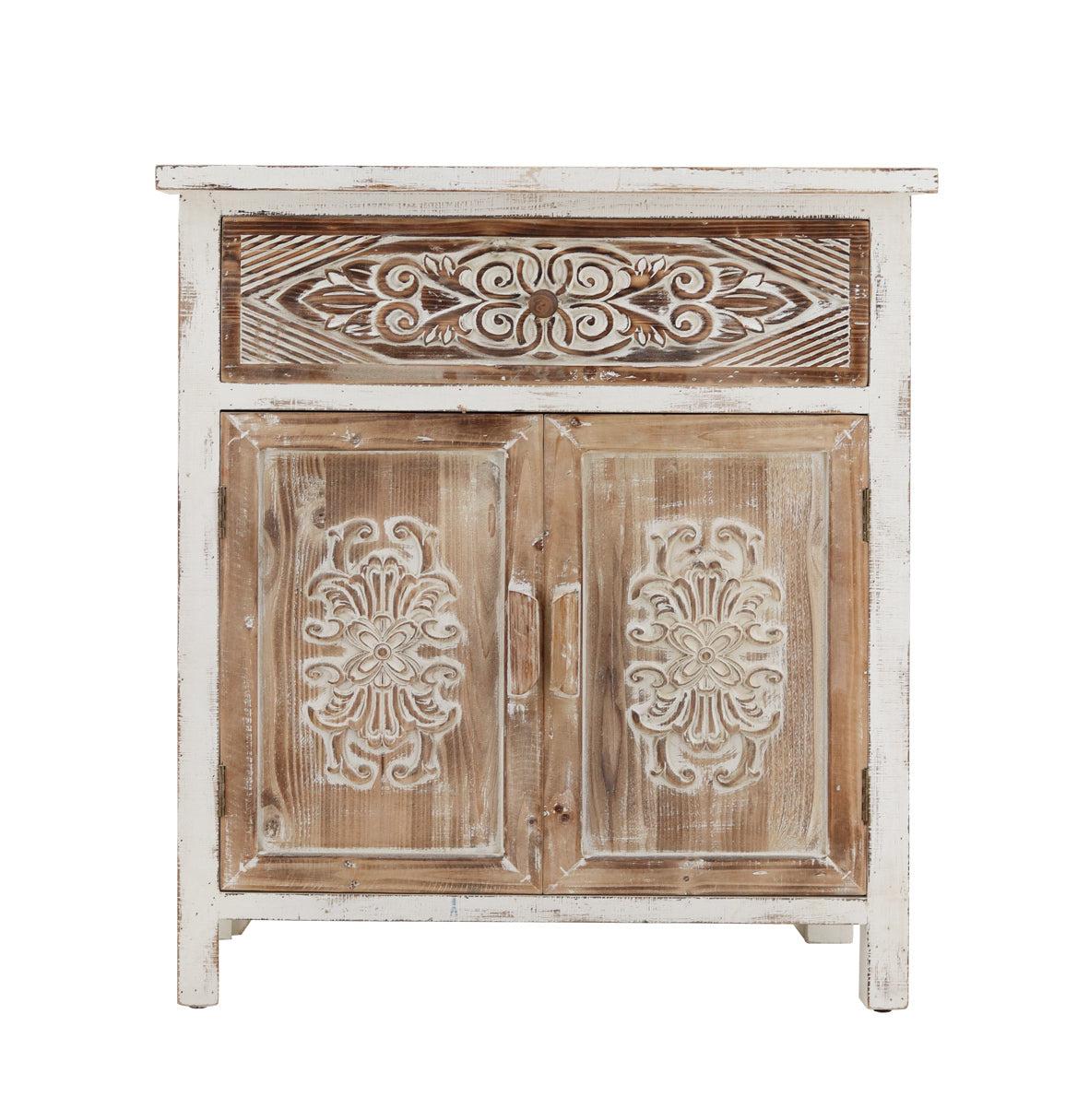 Weathered Wood Cabinet with 1 Drawer and 2 Doors Vintage AccentStorage Cabinet for Entryway, Living Room