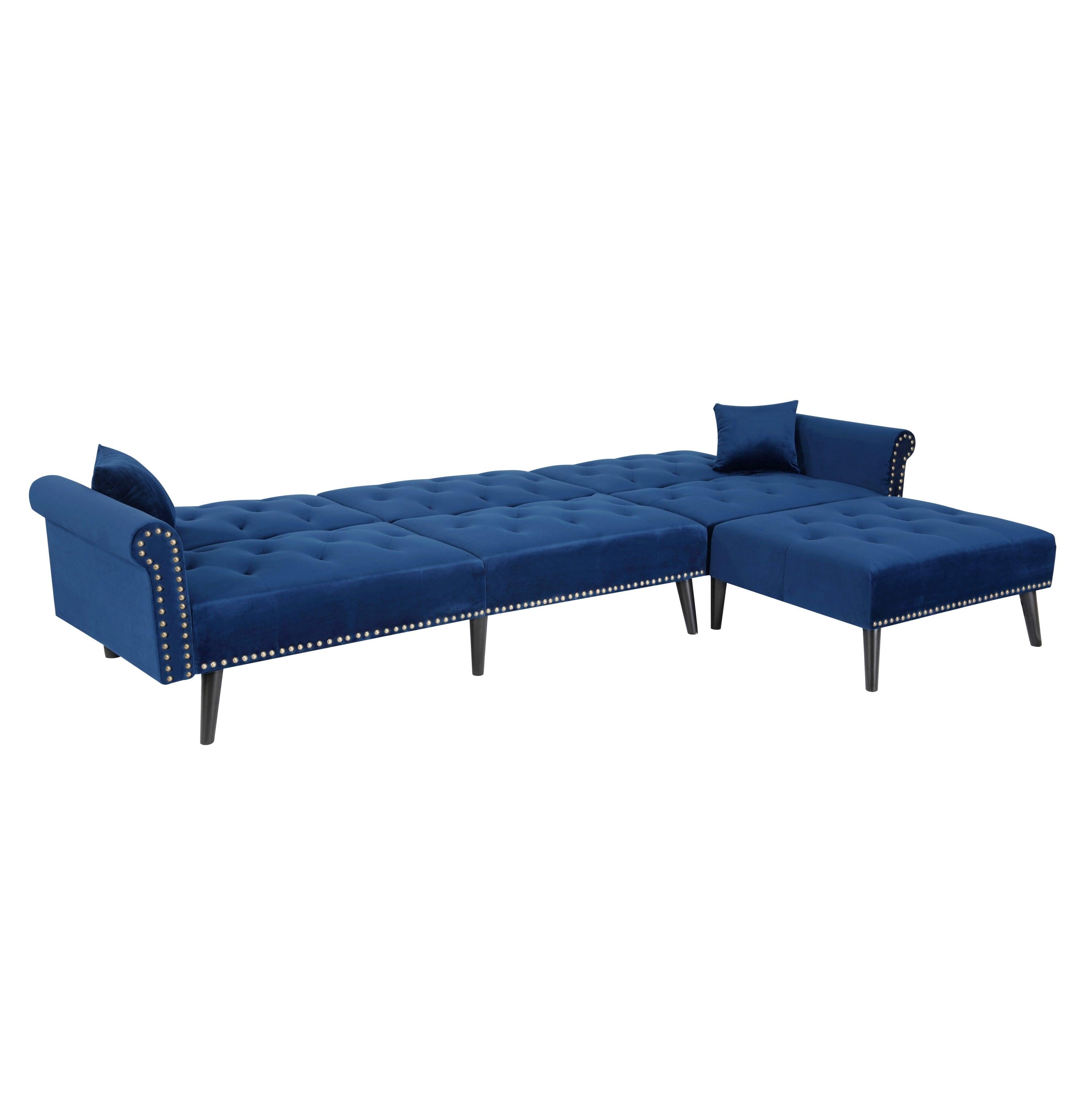 Convertible Sofa bed sleeper Navy Blue velvet （W223S00007、W223S00144、W223S00459、W223S00871、W223S00709、W223S00436、W223S01591、W223S00429。Size difference, See Details in page.）