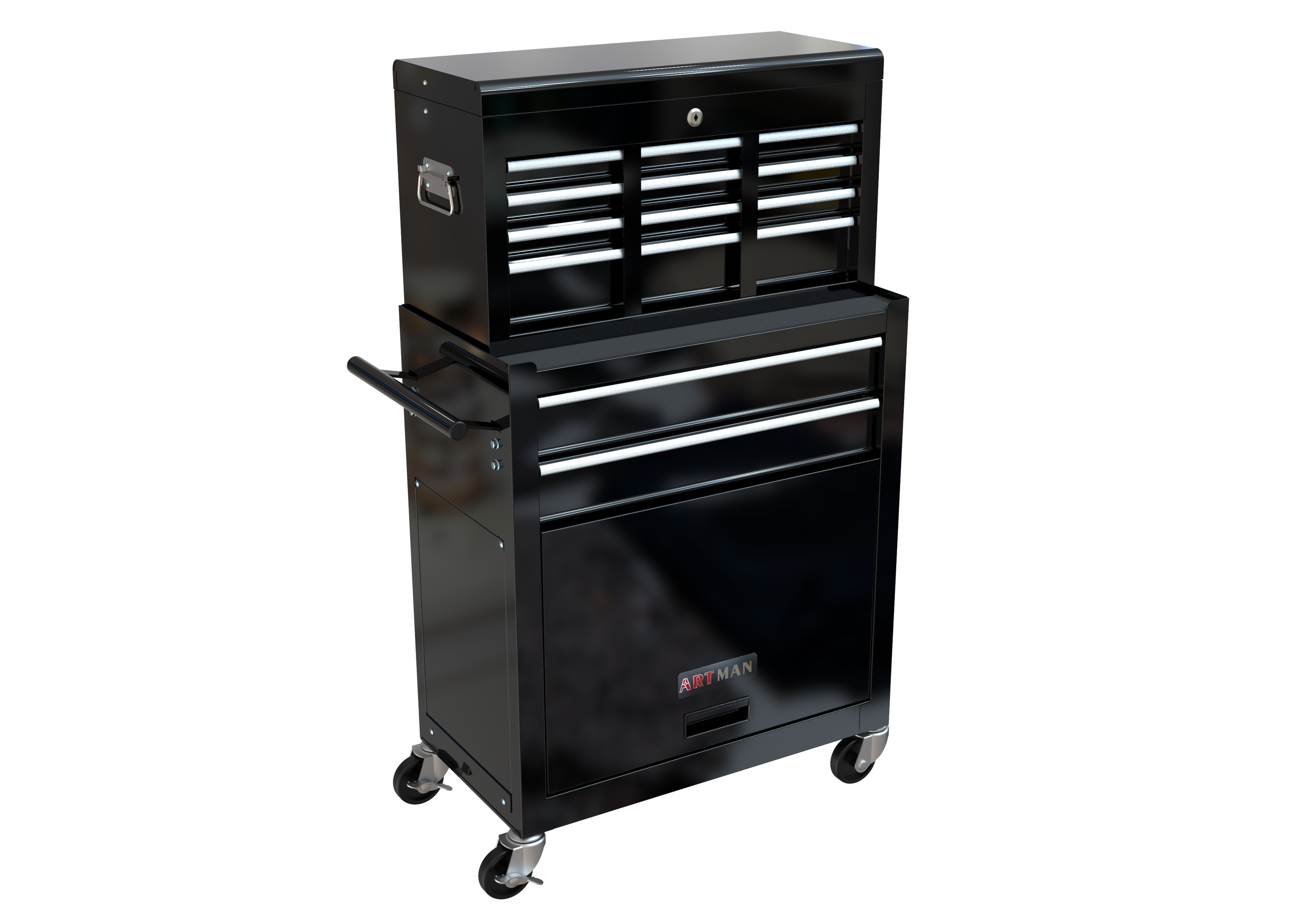 High Capacity Rolling Tool Chest with Wheels and Drawers, 8-Drawer ToolStorage Cabinet--BLACK