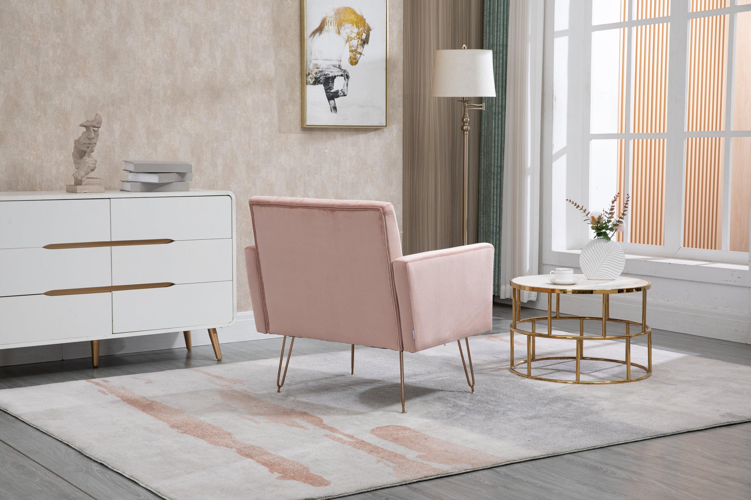 Accent  Chair  ,leisure single sofa  with Rose Golden  feet