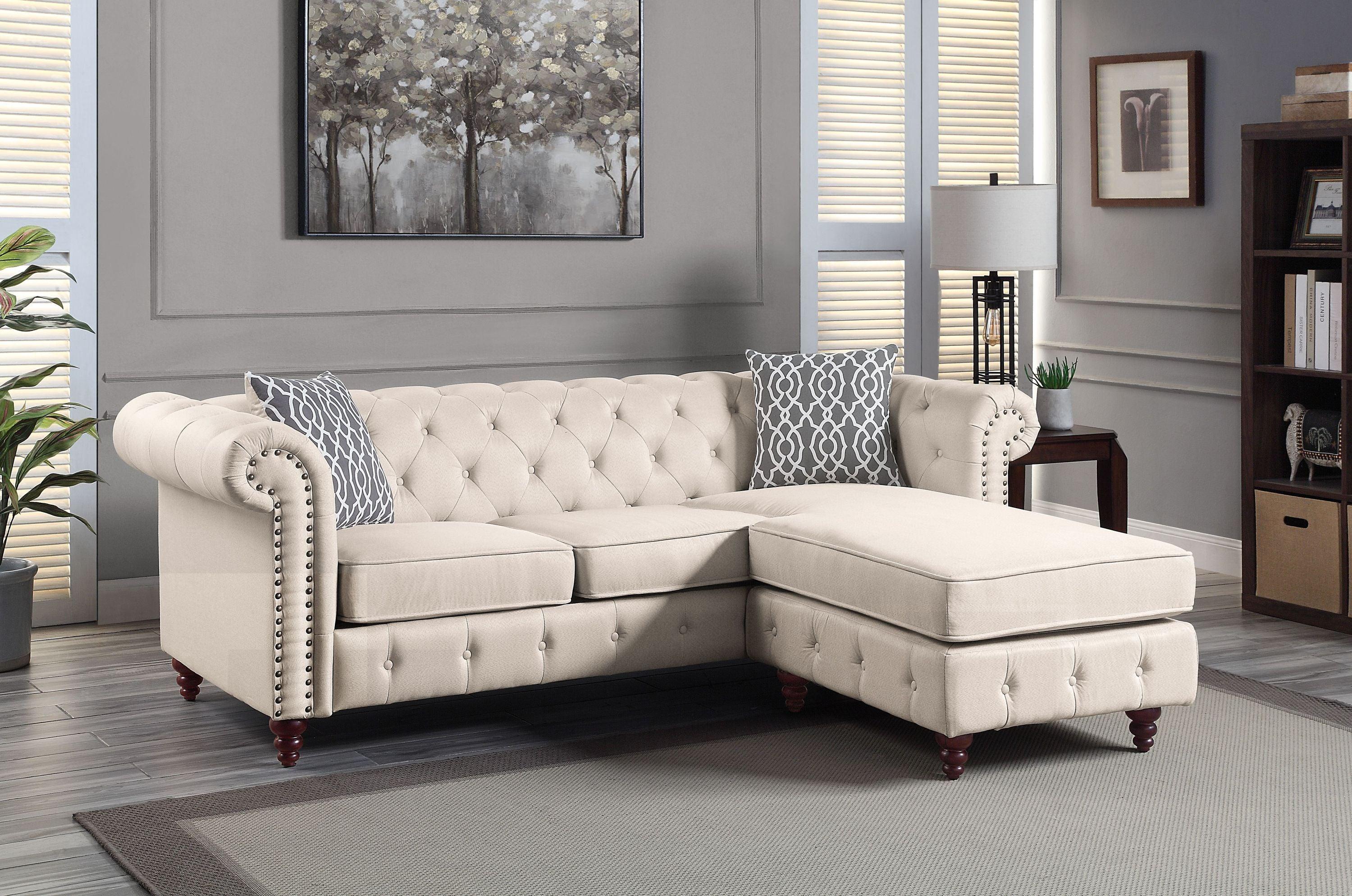 ACME Waldina Reversible Sectional Sofa  in Beige Fabric LV00643 image