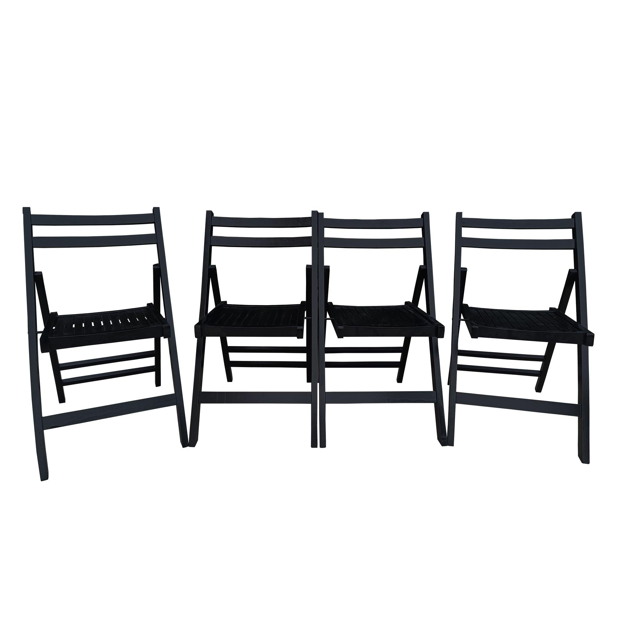 Furniture Slatted Wood Folding Special Event Chair - black, Set of 4 ，FOLDING CHAIR, FOLDABLE STYLE