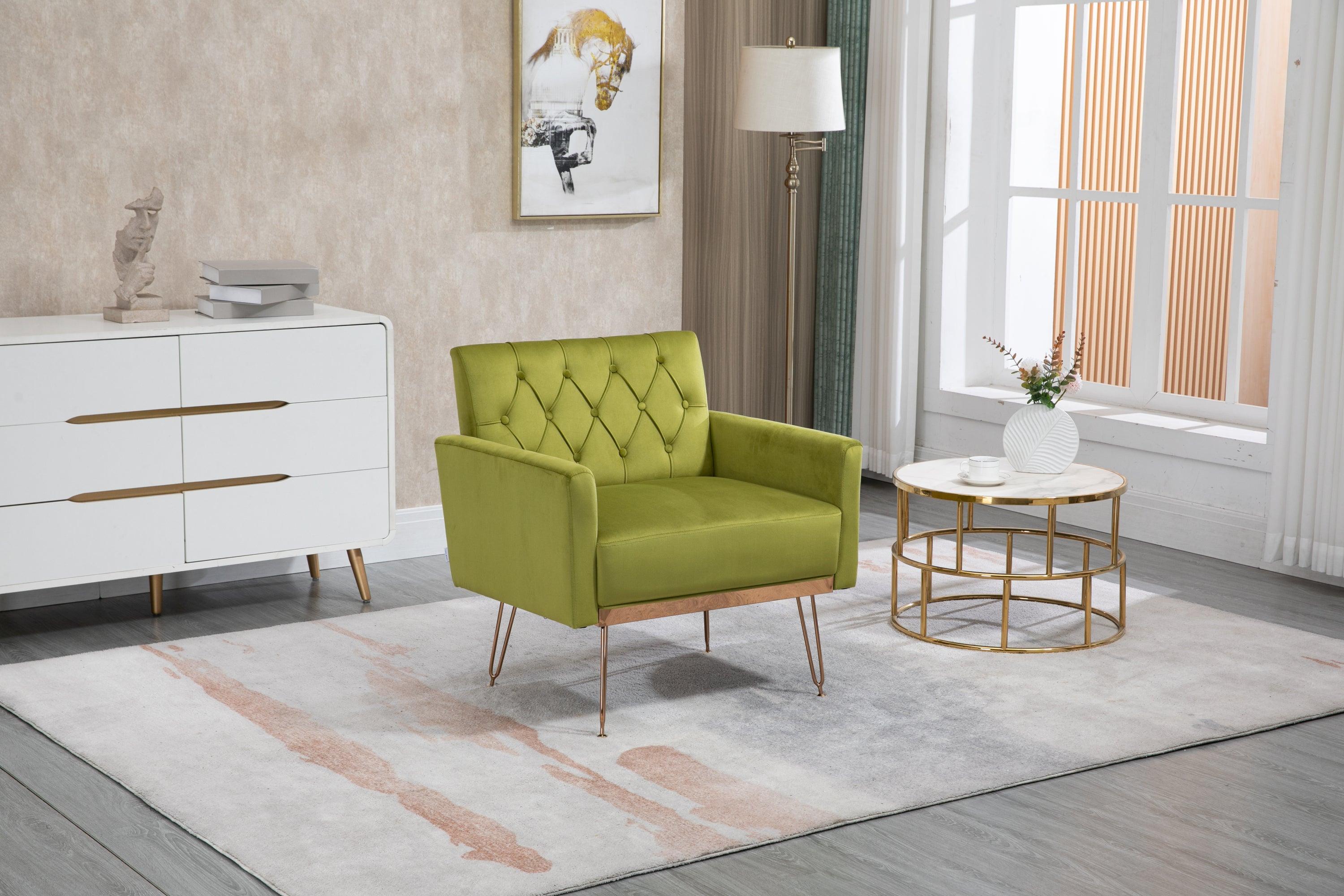 Accent  Chair  ,leisure single sofa  with Rose Golden  feet image