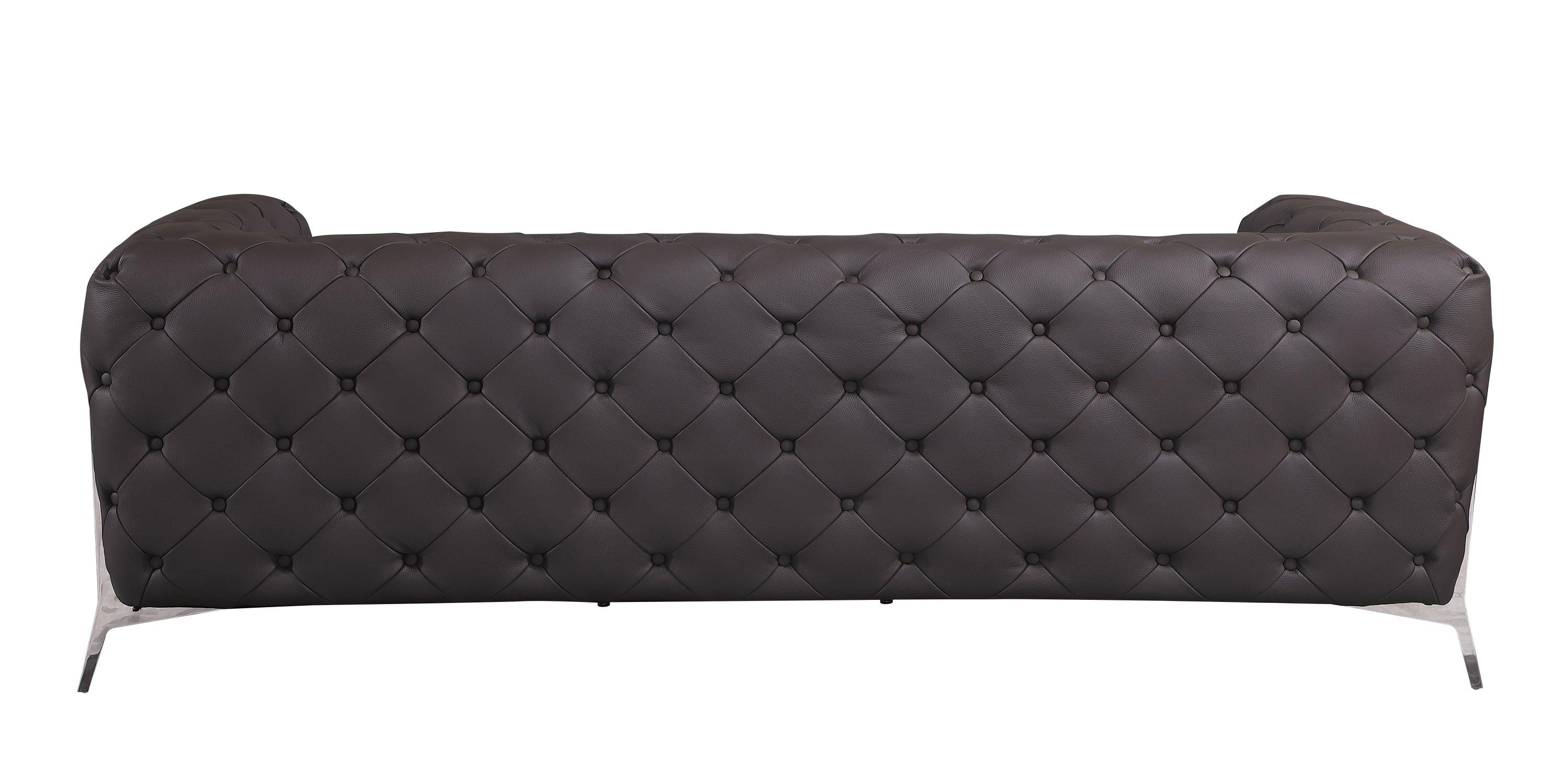 Global United Transitional Top Grain 100% Italian Leather Upholstered Sofa