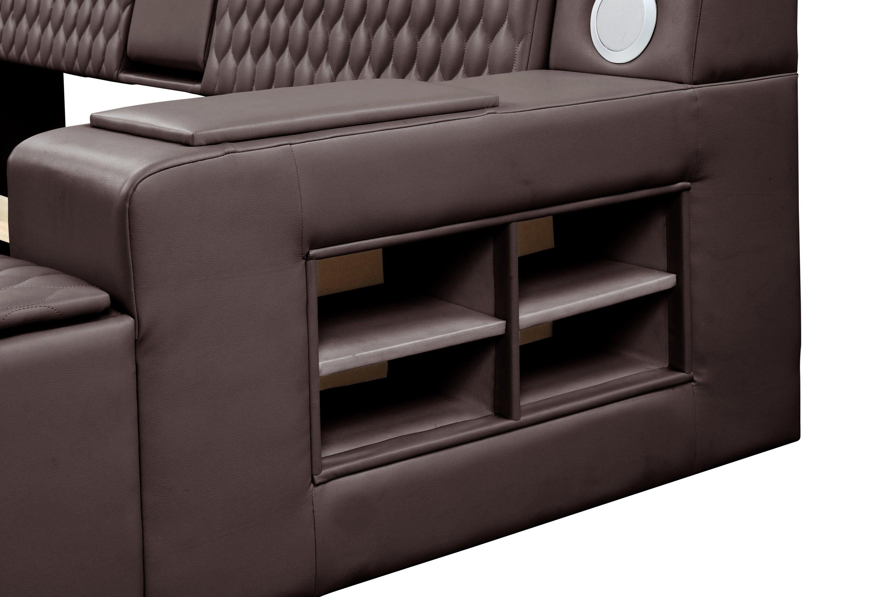 Zoya Smart Multifunctional King Size Bed Made with Wood in Brown