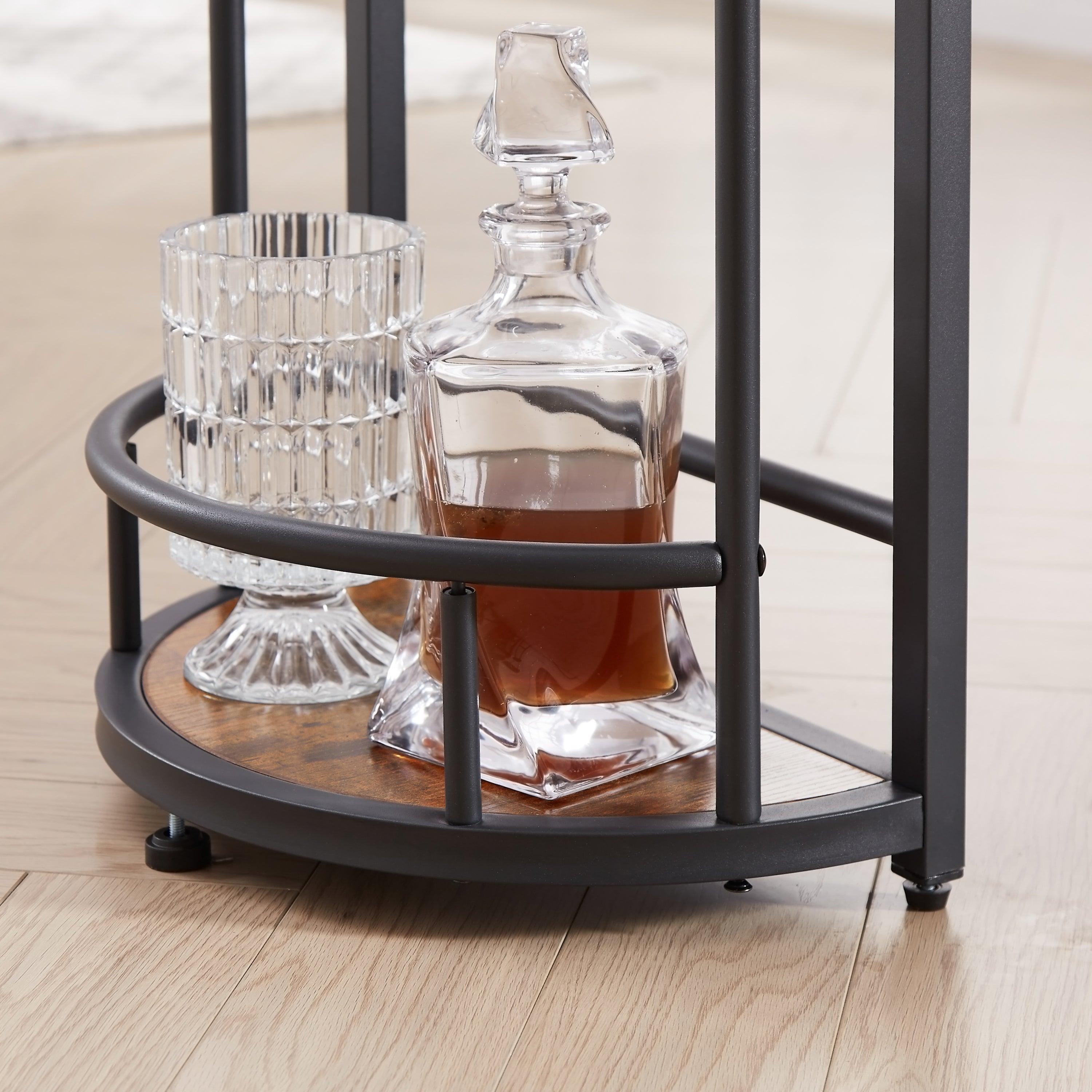 Bar table and stool set with 2 bar stools, with bottle holder, glass holder and side organizer, multifunctional high bar table with space for 8 bottles and 9 glasses.