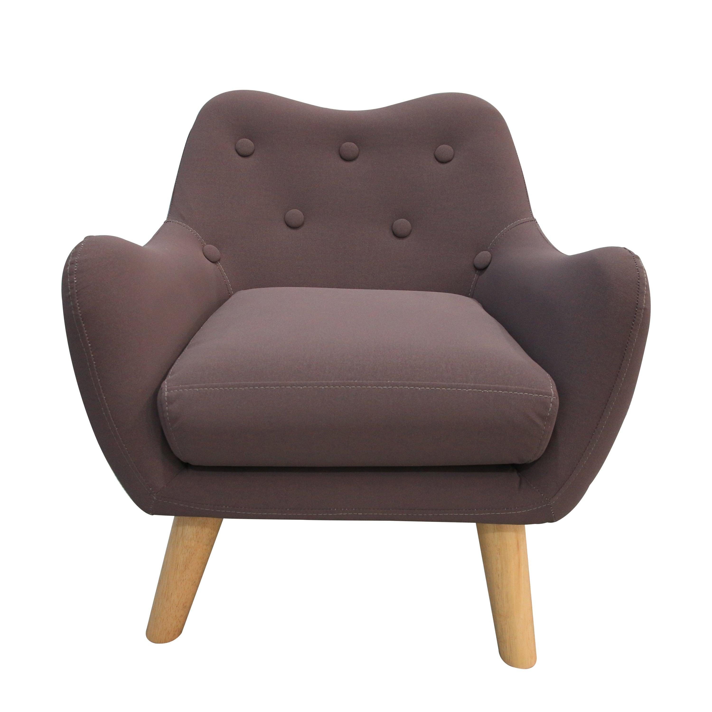 Microfibres fabric upholstered child accent armchair with wooden legs, kids sofa