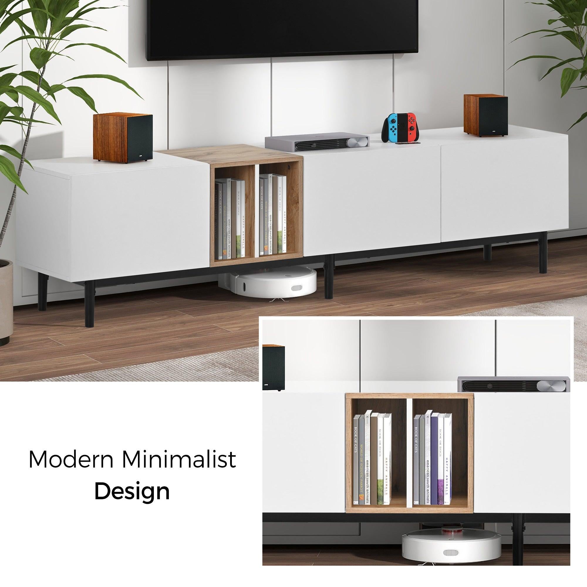 Modern TV Stand for 80’’ TV with 3 Doors, Media Console Table, Entertainment Center with LargeStorage Cabinet for Living Room, Bedroom